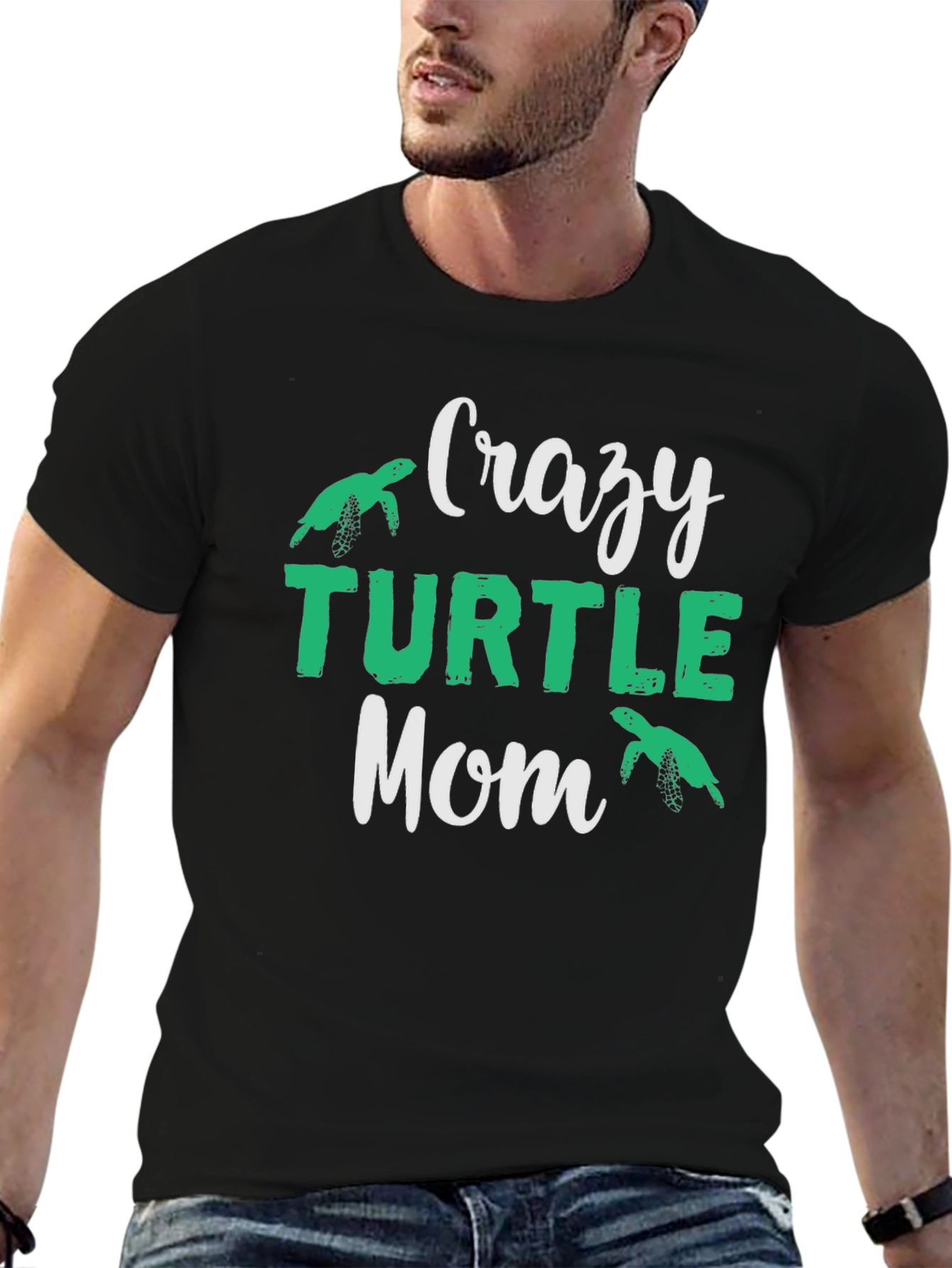 Black Crazy Turtle Mom T-Shirt view 6