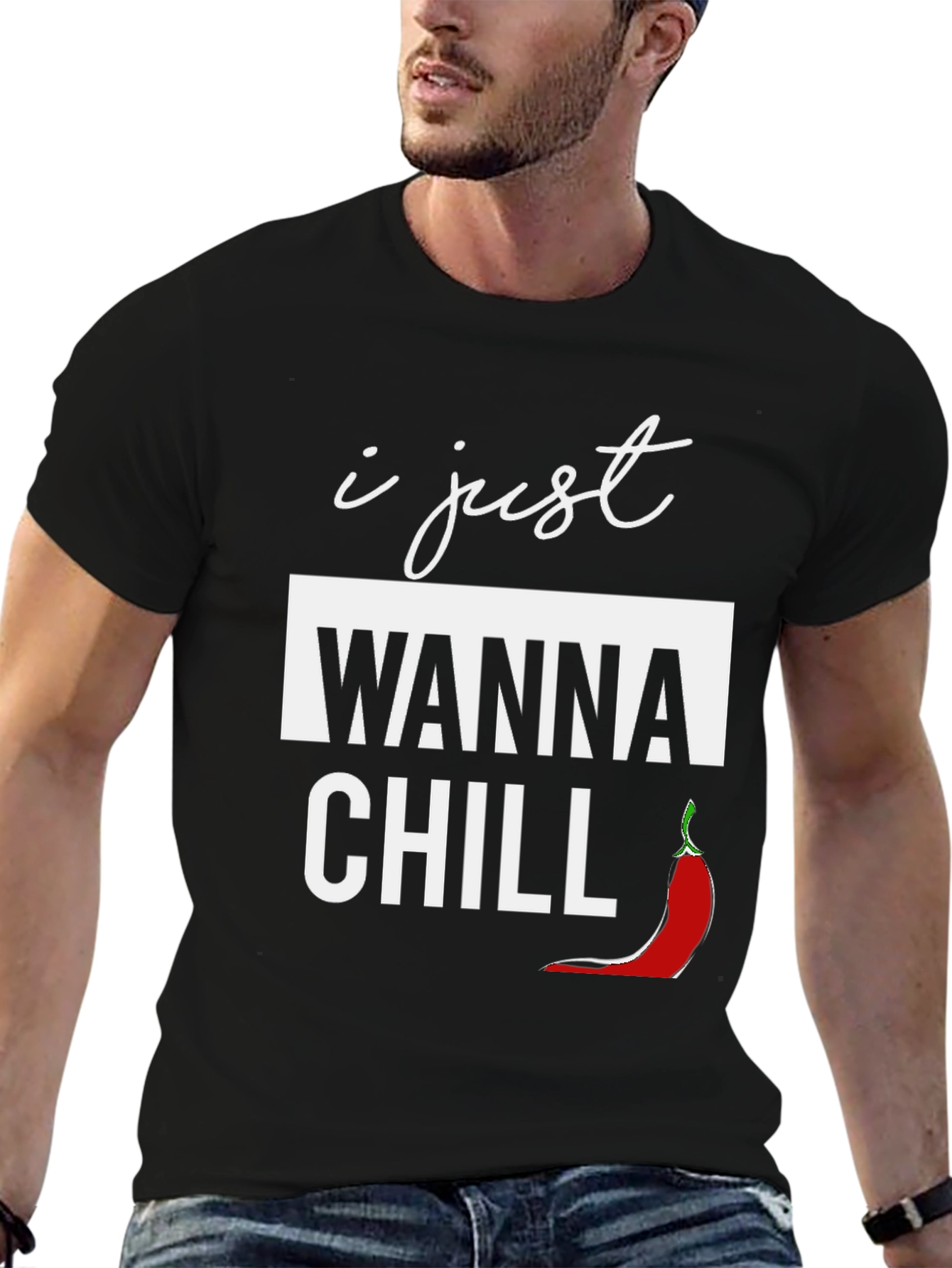Black I Just Wanna Chill Graphic T-Shirt view 6