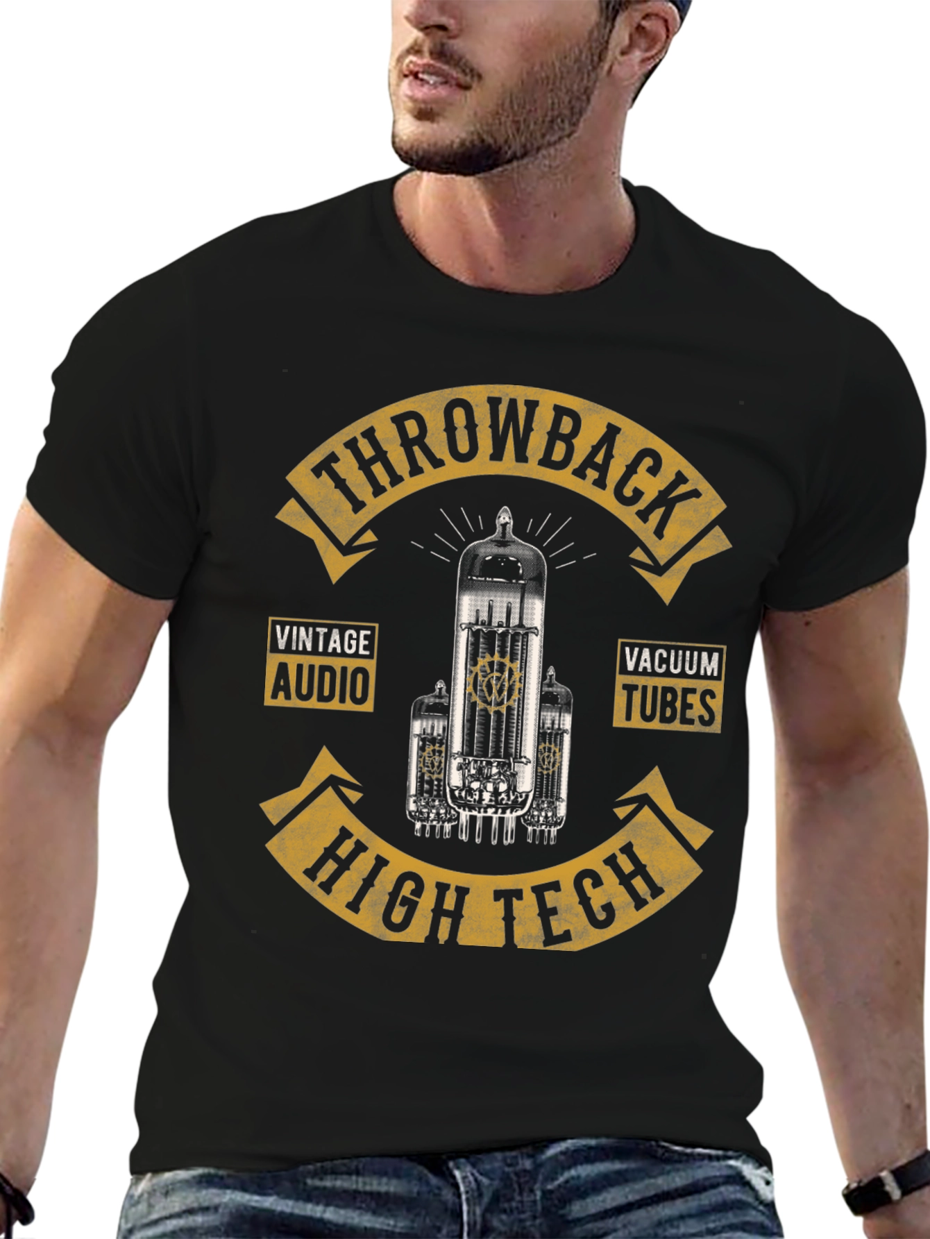 Black Retro Throwback Vacuum Tube T-Shirt view 6