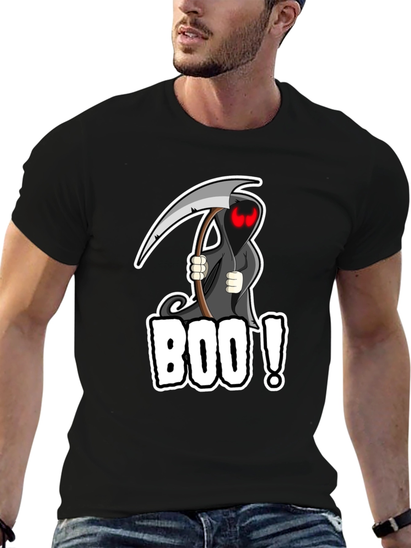 Black Boo! Grim Reaper Graphic Black T-Shirt  view 6