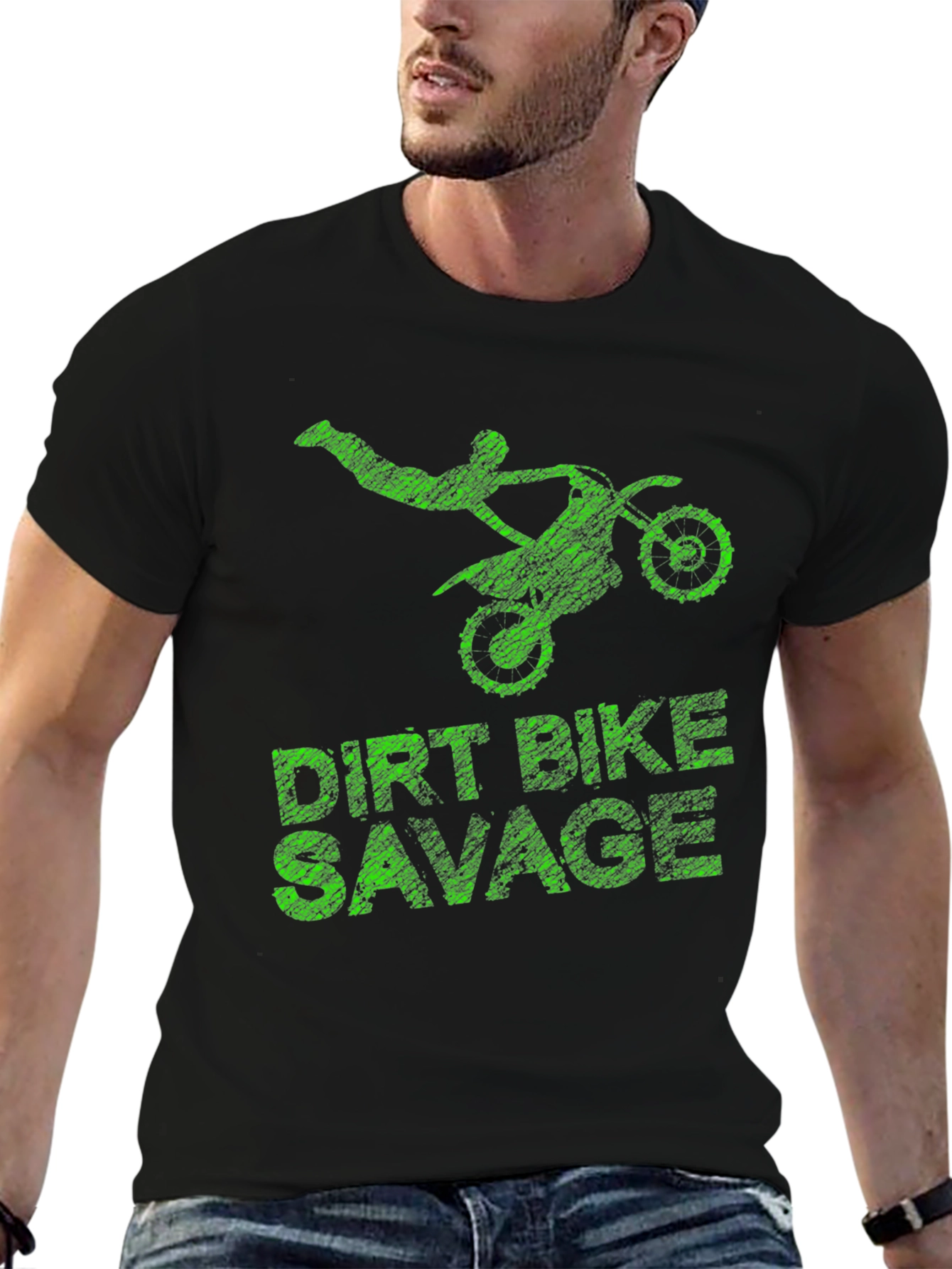 Black Dirt Bike Savage Graphic T-Shirt view 6