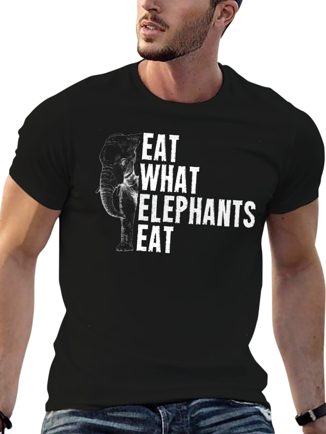Black Eat What Elephants Eat Graphic Tee - Unisex view 6