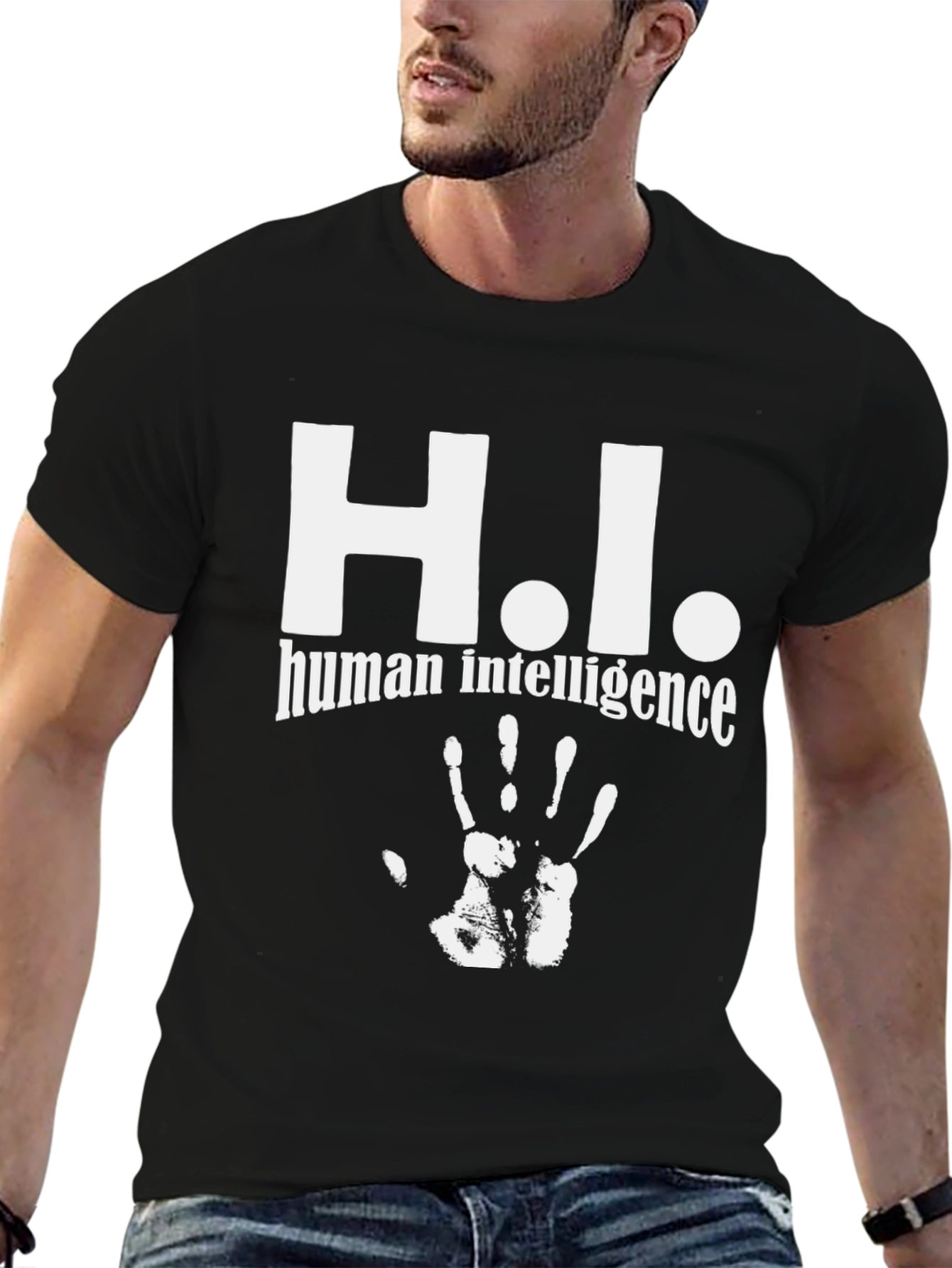 Black H.I. Human Intelligence Black Graphic Tee view 6