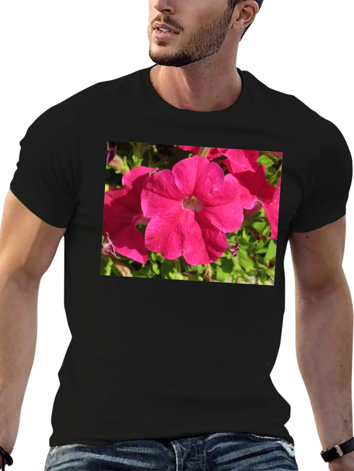 Black Floral Print Black T-Shirt view 6