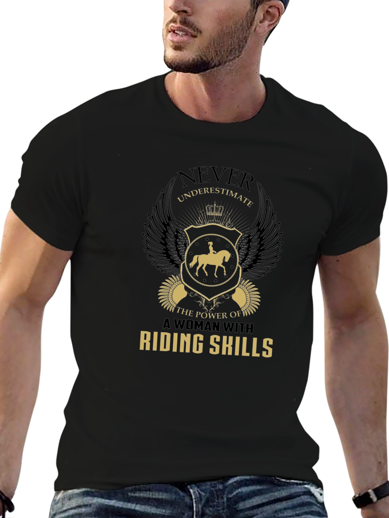 Black Riding Skills Graphic Tee - Black Cotton Comfort Fit view 6
