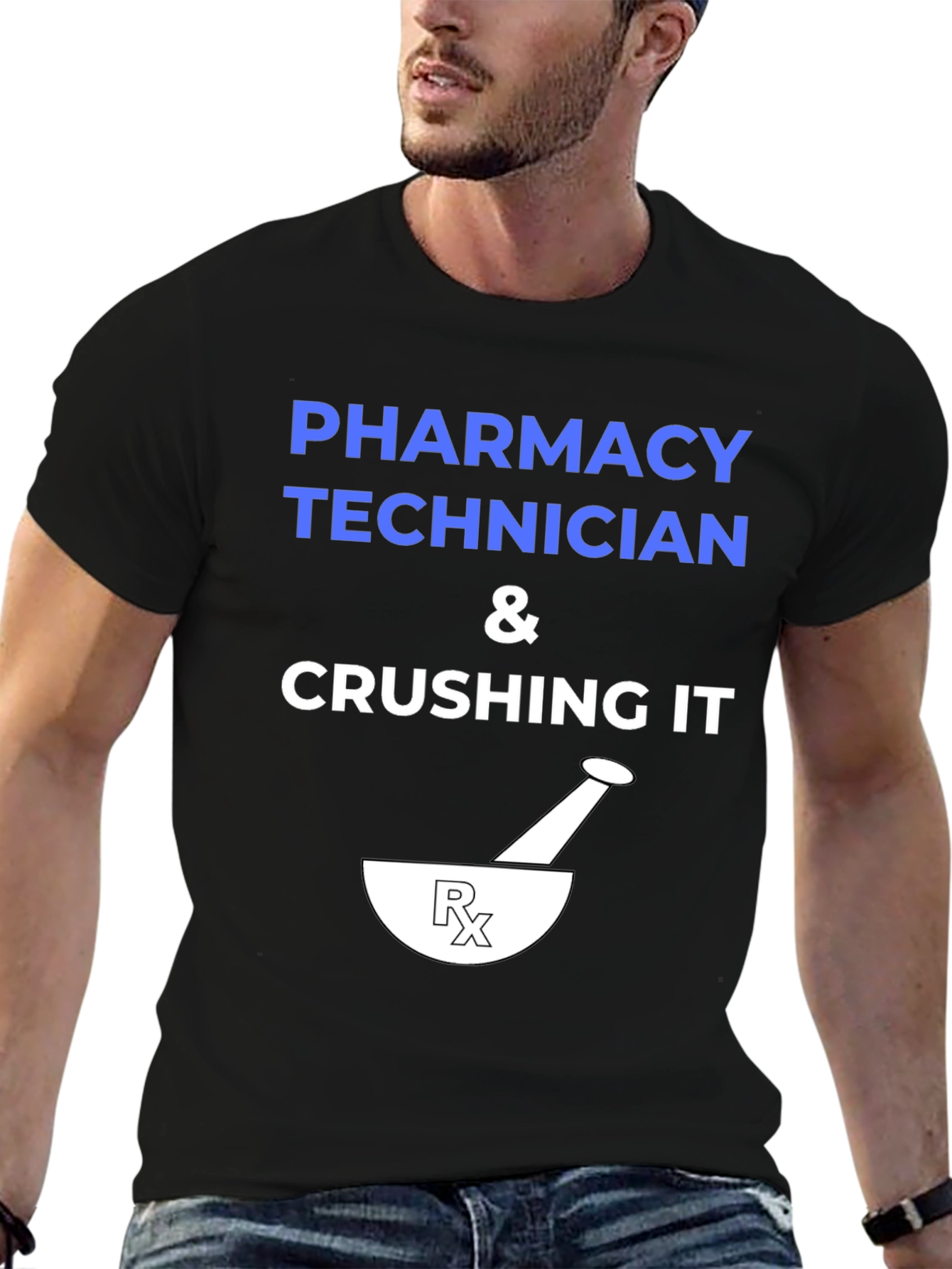 Black Pharmacy Technician Crushing It T-Shirt view 6