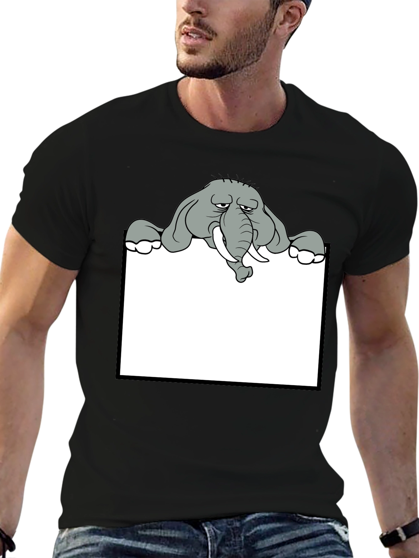 Black Elephant Peek-a-boo Graphic Tee - Unique Design view 6