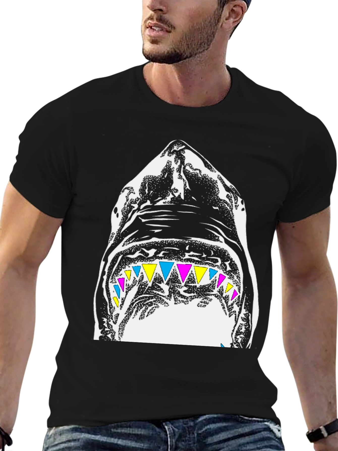 Black Shark Graphic Black T-Shirt view 6