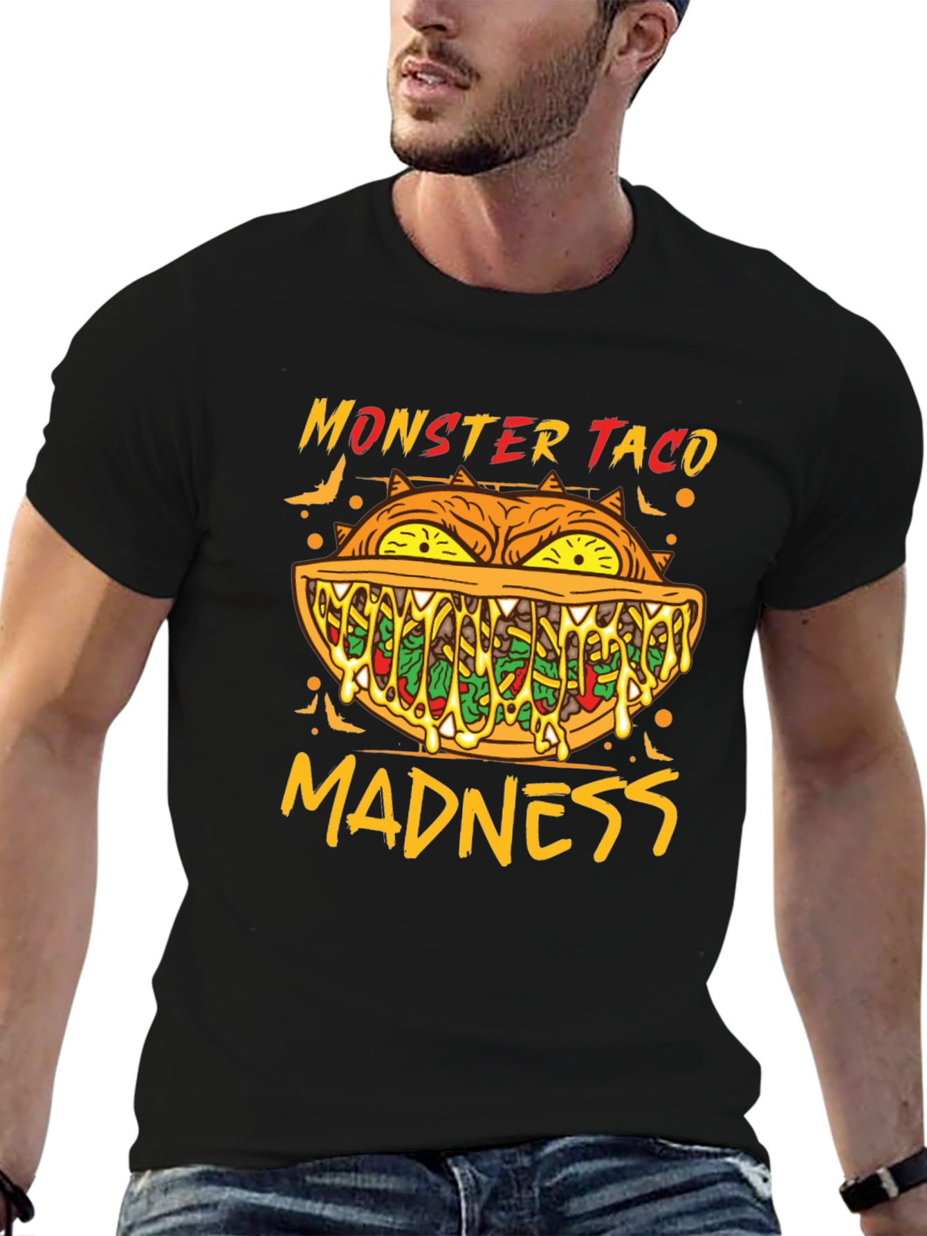 Black Monster Taco Madness Graphic Tee view 6