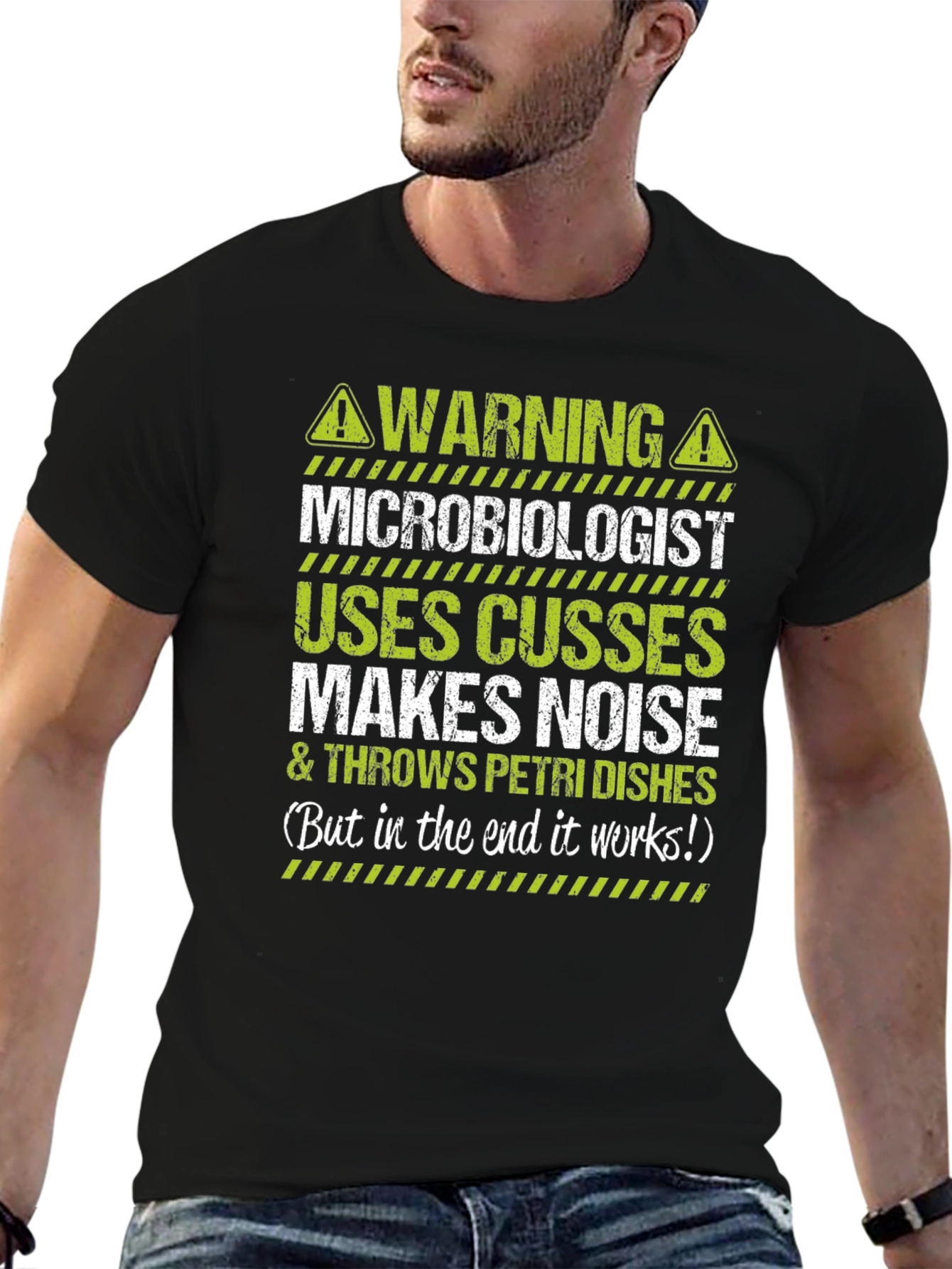 Black Warning Microbiologist T-Shirt view 6