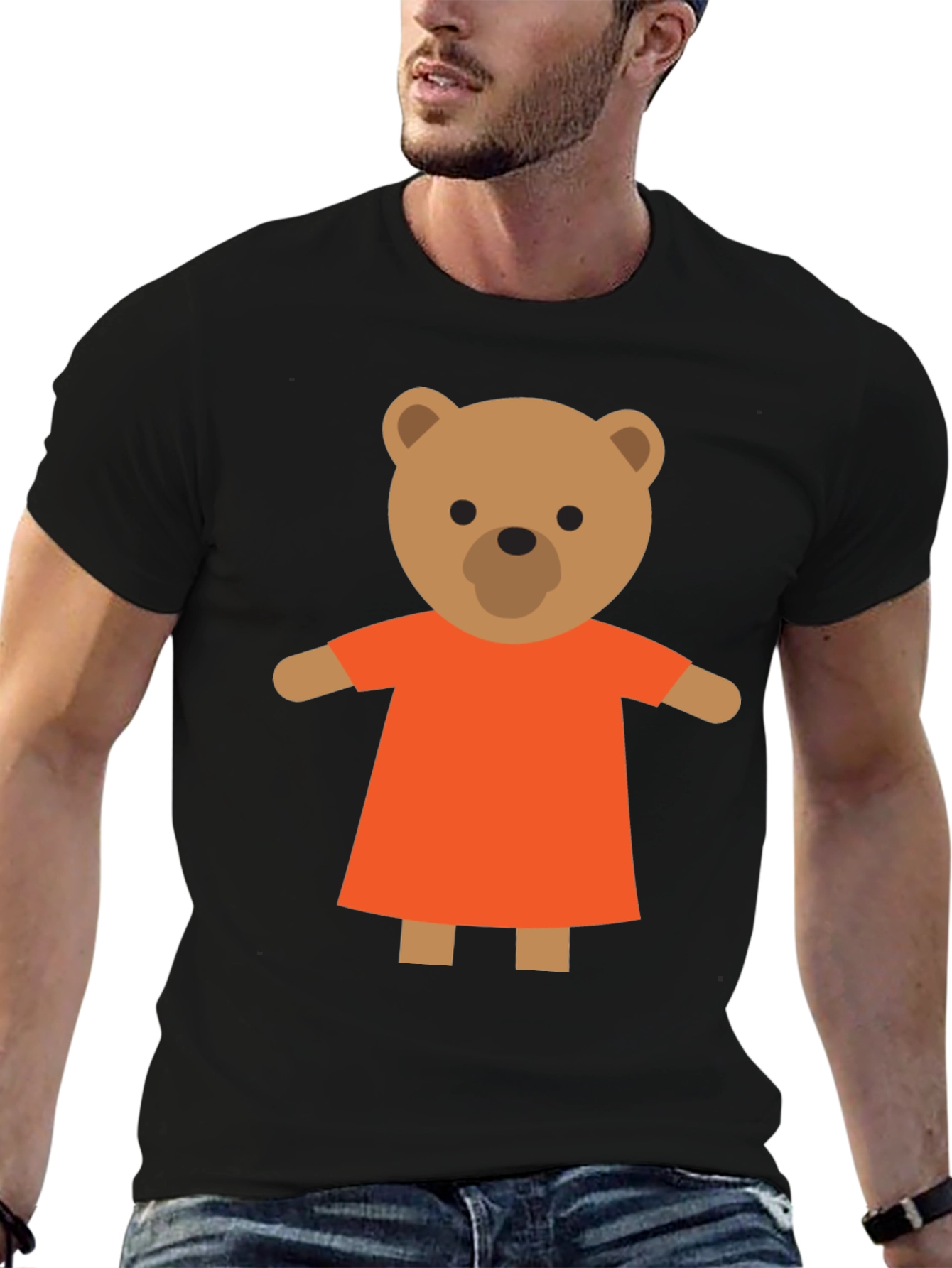Black Cute Cartoon Teddy Bear T-Shirt view 6