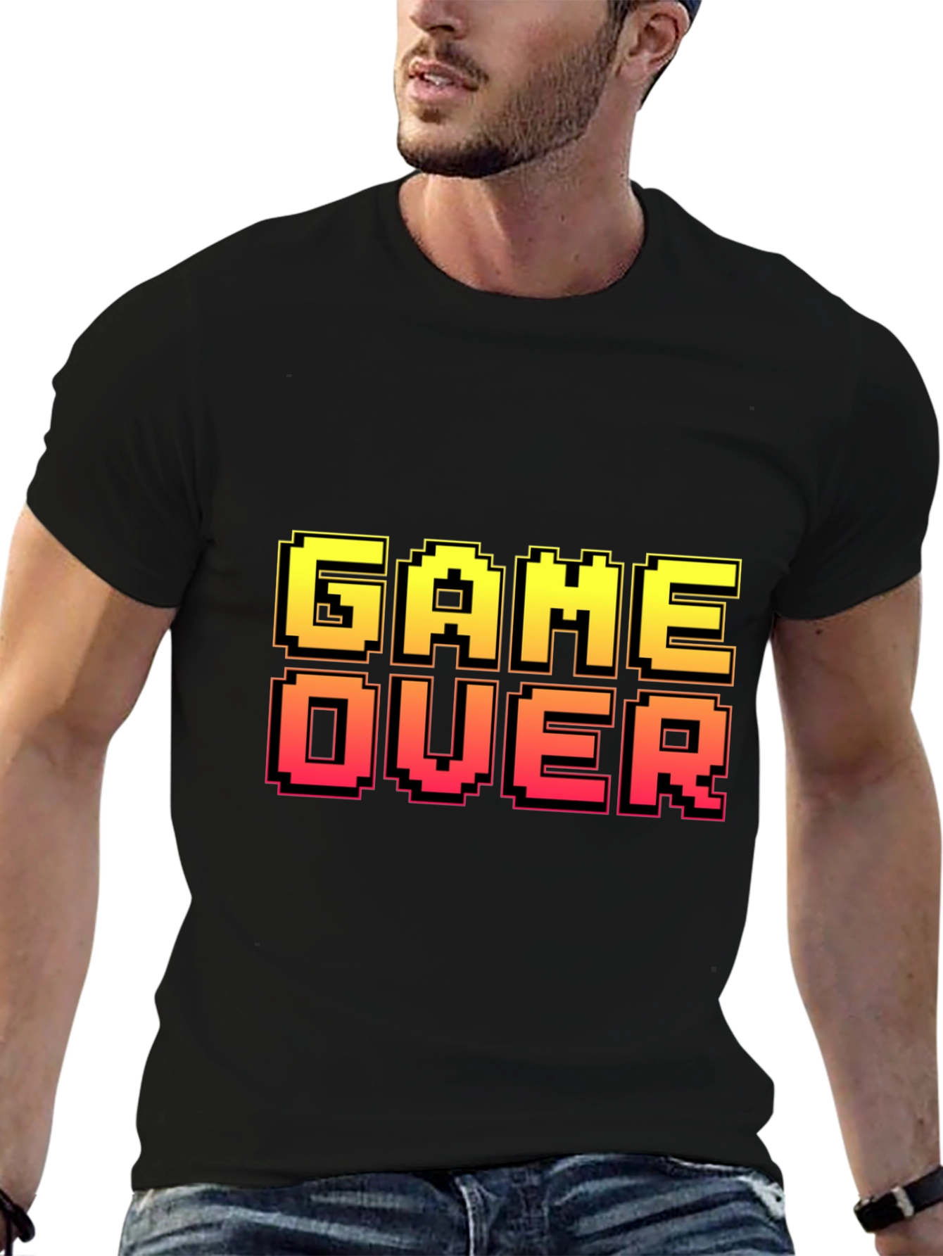 Black Pixel Game Over T-Shirt - Gamer Style view 6