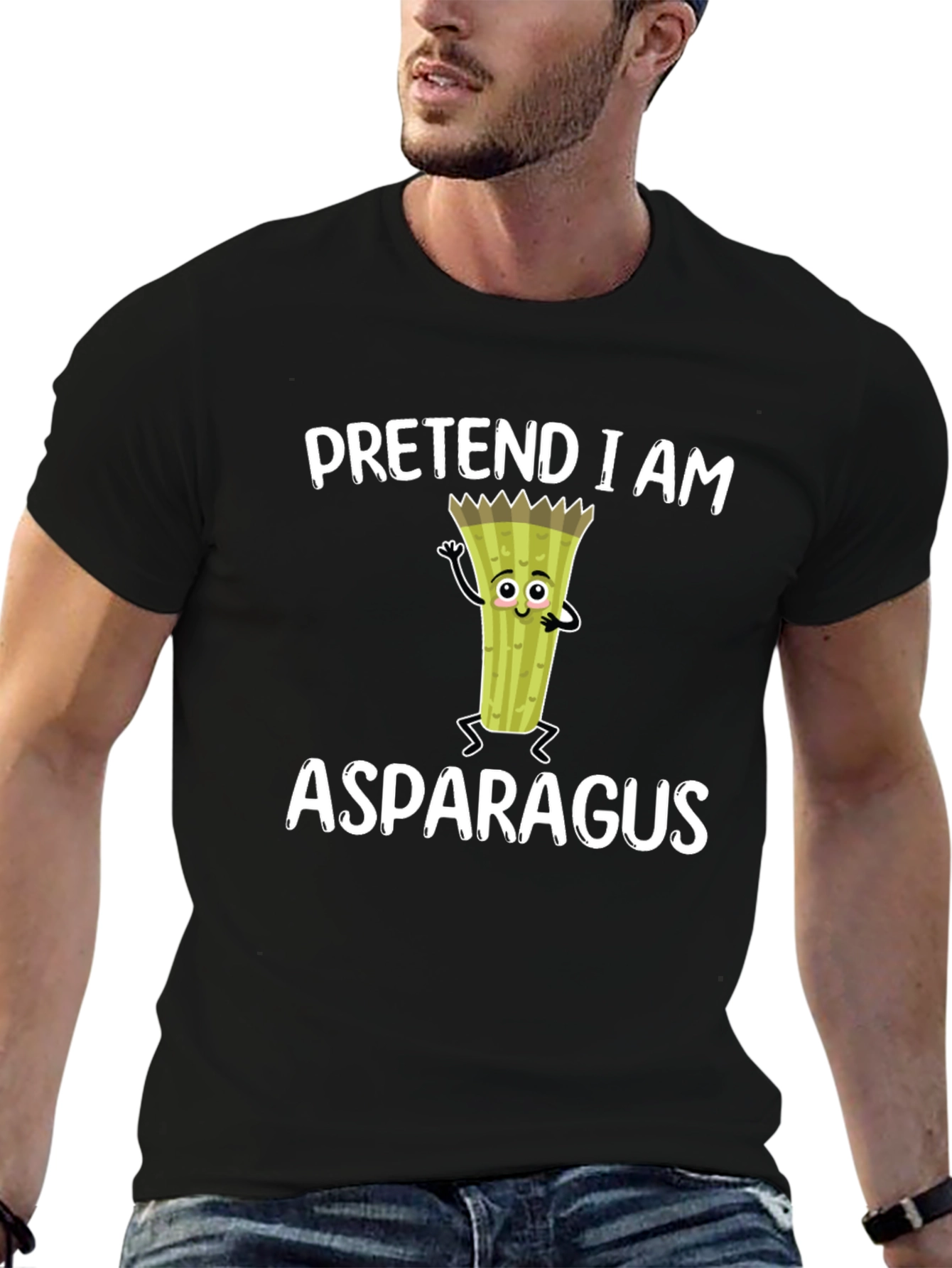 Black Pretend I am Asparagus Funny T-Shirt view 6