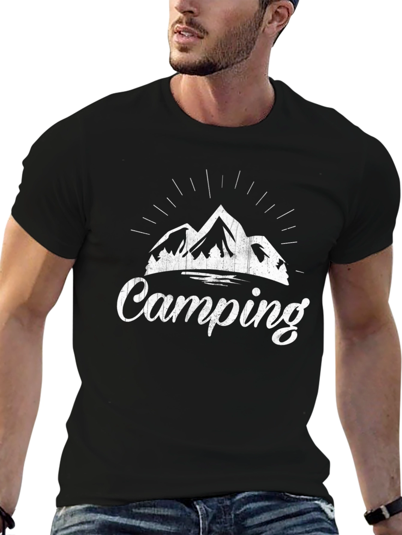 Black Camping Graphic T-Shirt for Outdoor Lovers view 6