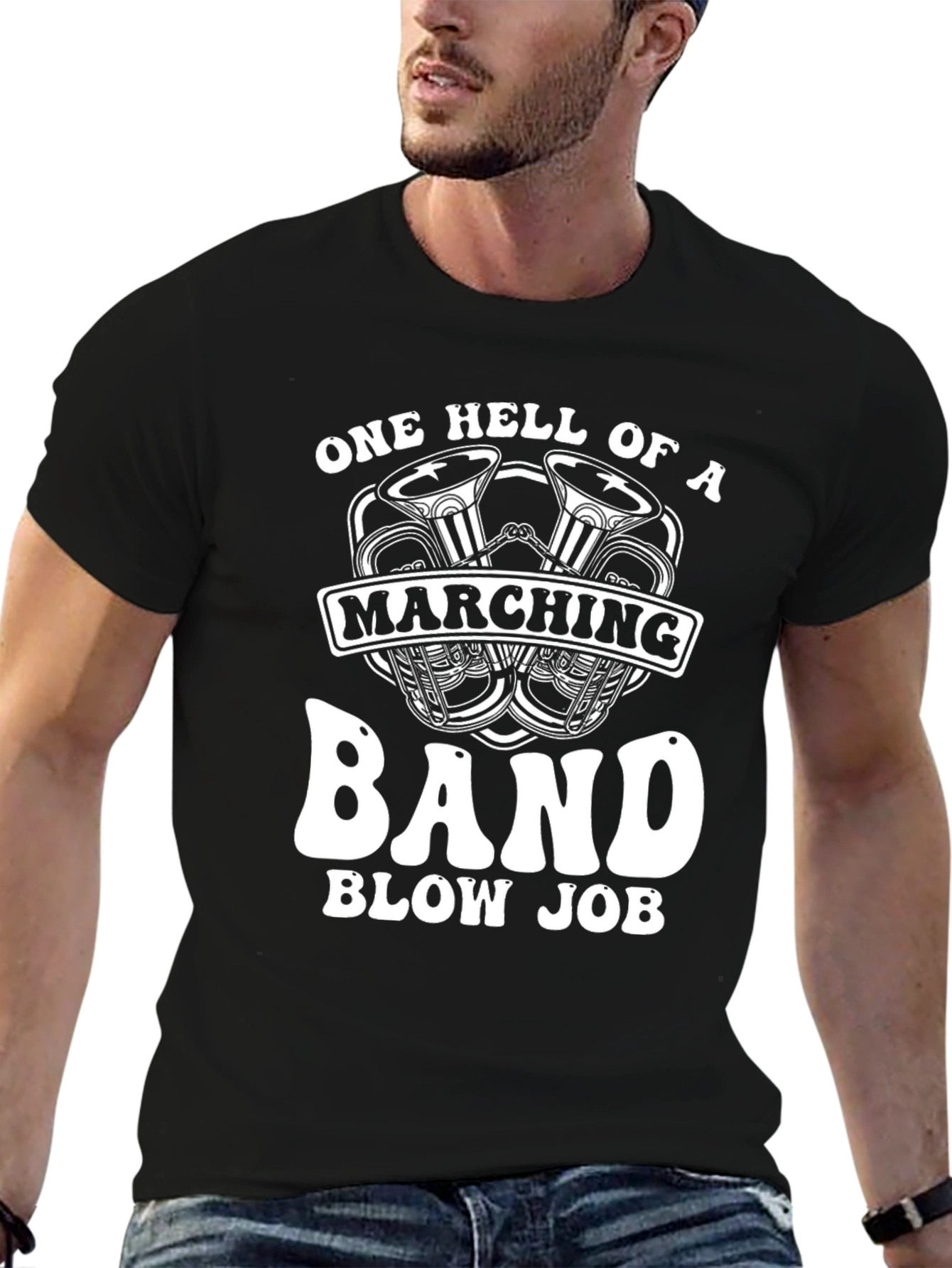 Black One Hell of a Marching Band T-Shirt view 6