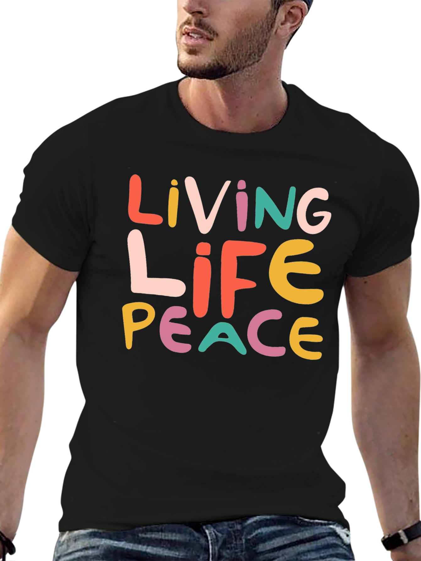 Black Living Life Peace Graphic T-Shirt - Unisex view 6