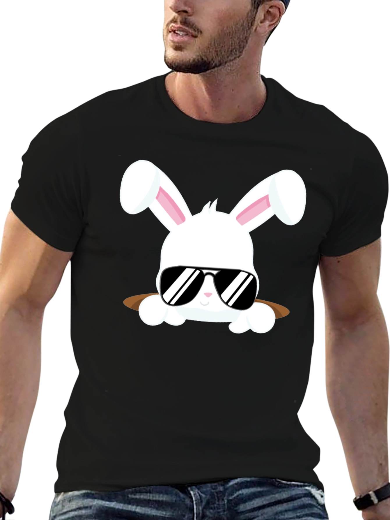 Black Cool Bunny Tee: Easter Style view 6