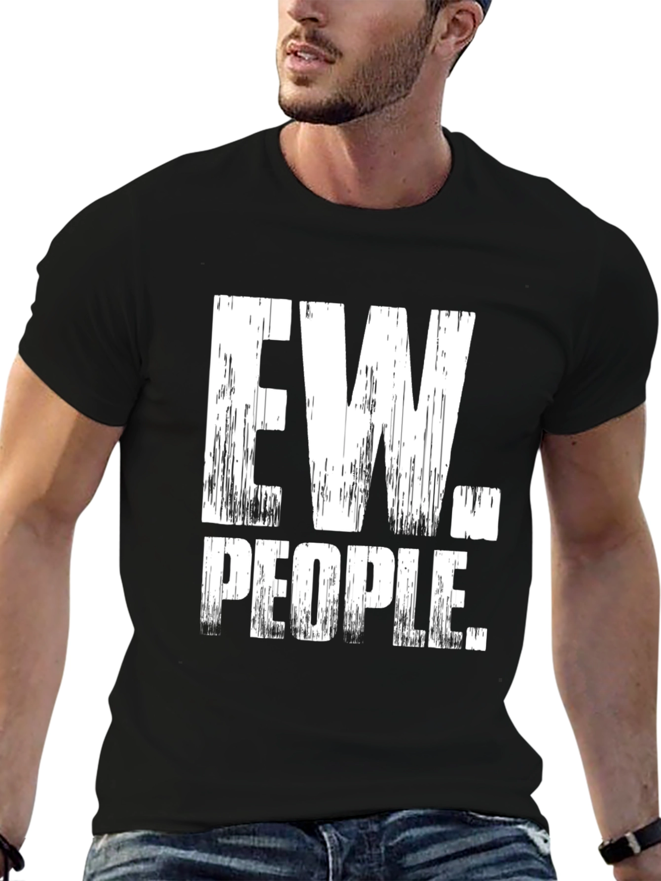 Black Ew People Graphic Tee - Funny Introvert Shirt view 6