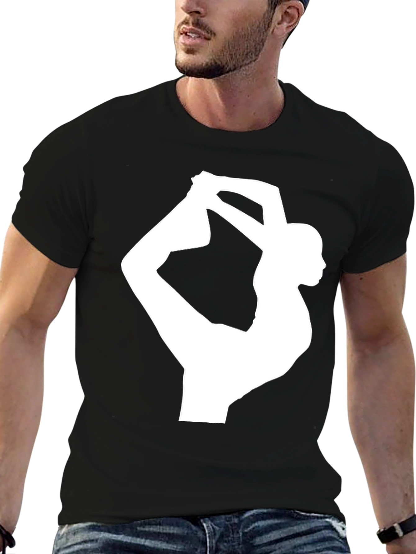 Black Yoga Pose Graphic Tee - Black Cotton Blend view 6