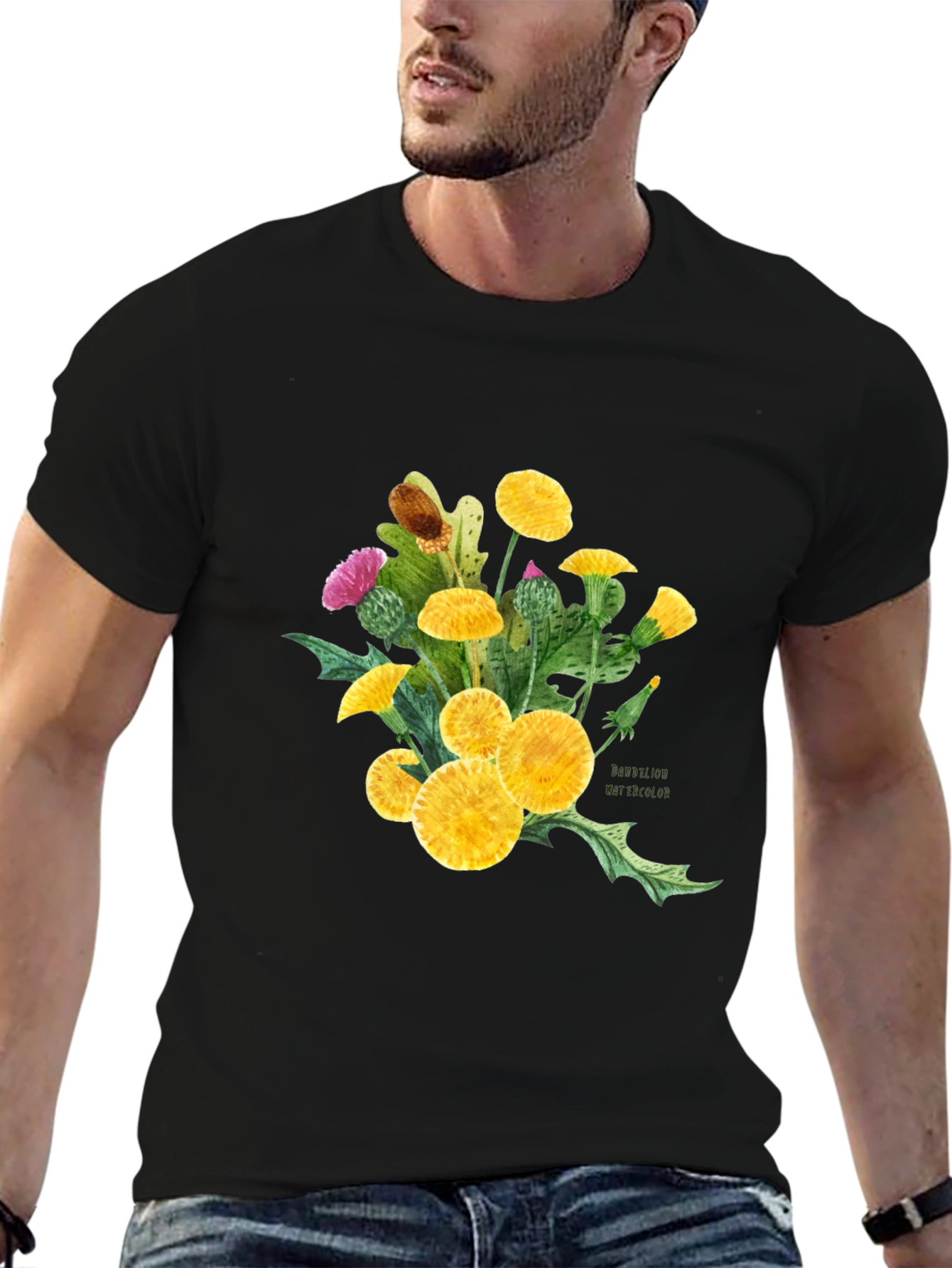 Black Floral Graphic T-Shirt - Stylish Menswear view 6
