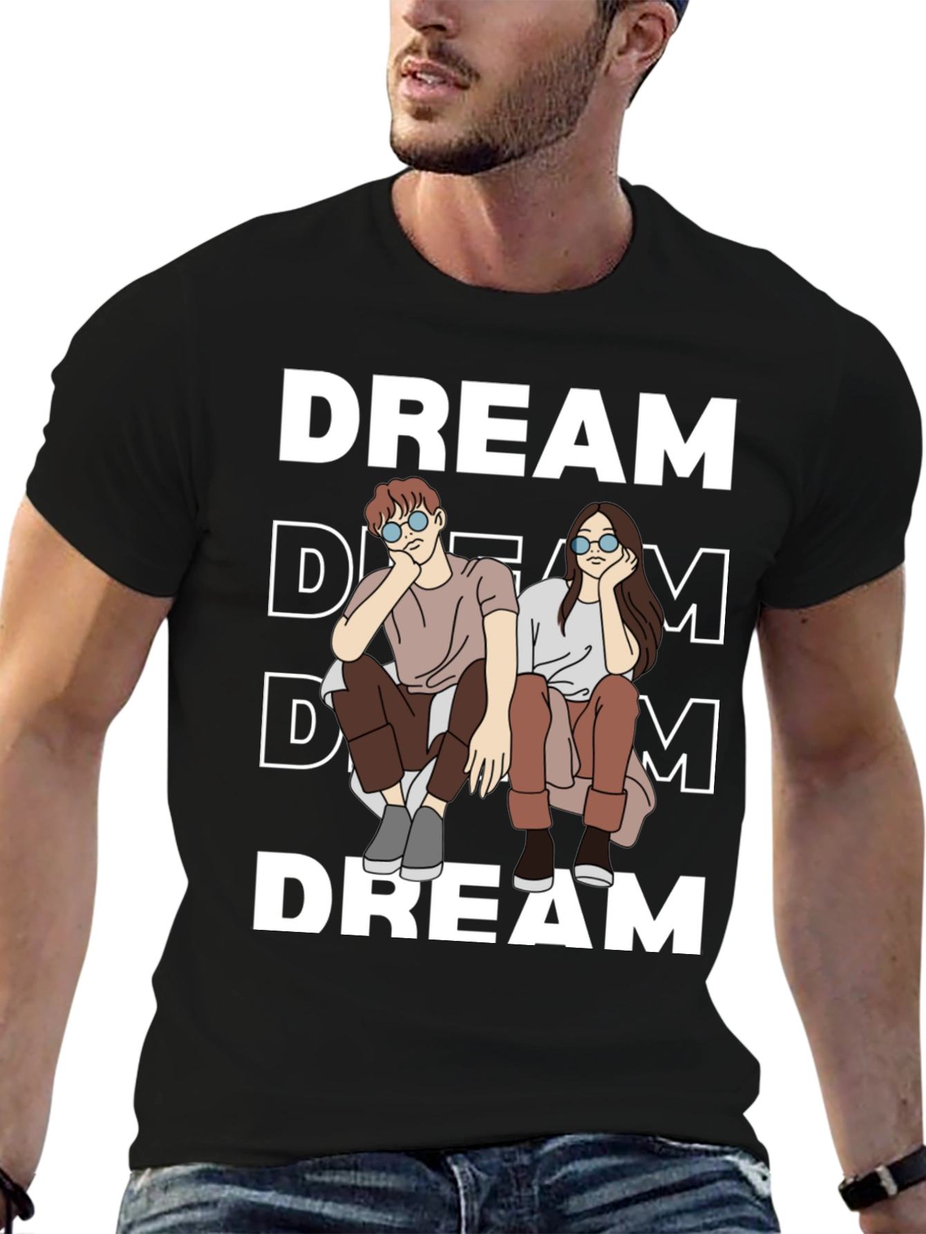 Black Dream Couple Graphic T-Shirt - Casual Unisex Tee view 6