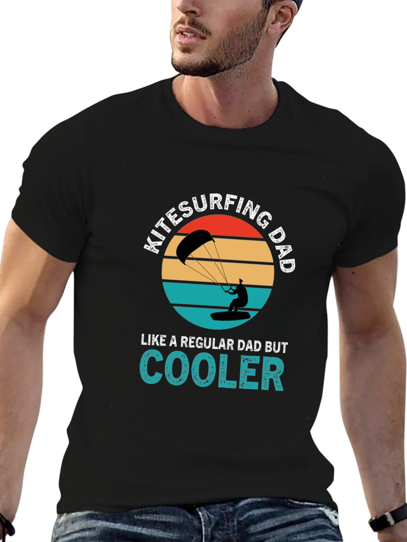 Black Kitesurfing Dad T-Shirt - Cooler Than Regular! view 6