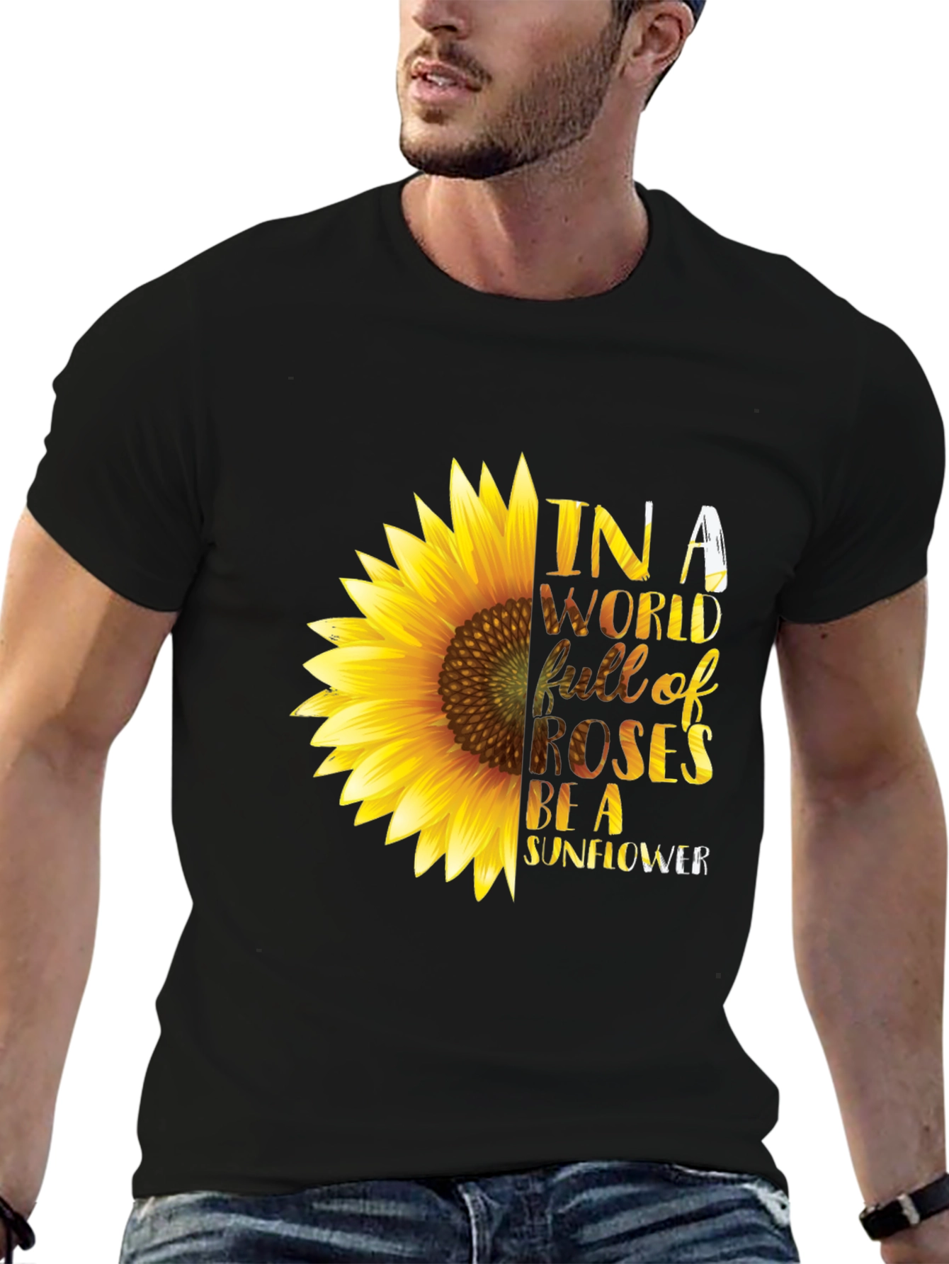 Black Sunflower Graphic T-Shirt - Be a Sunflower Tee view 6