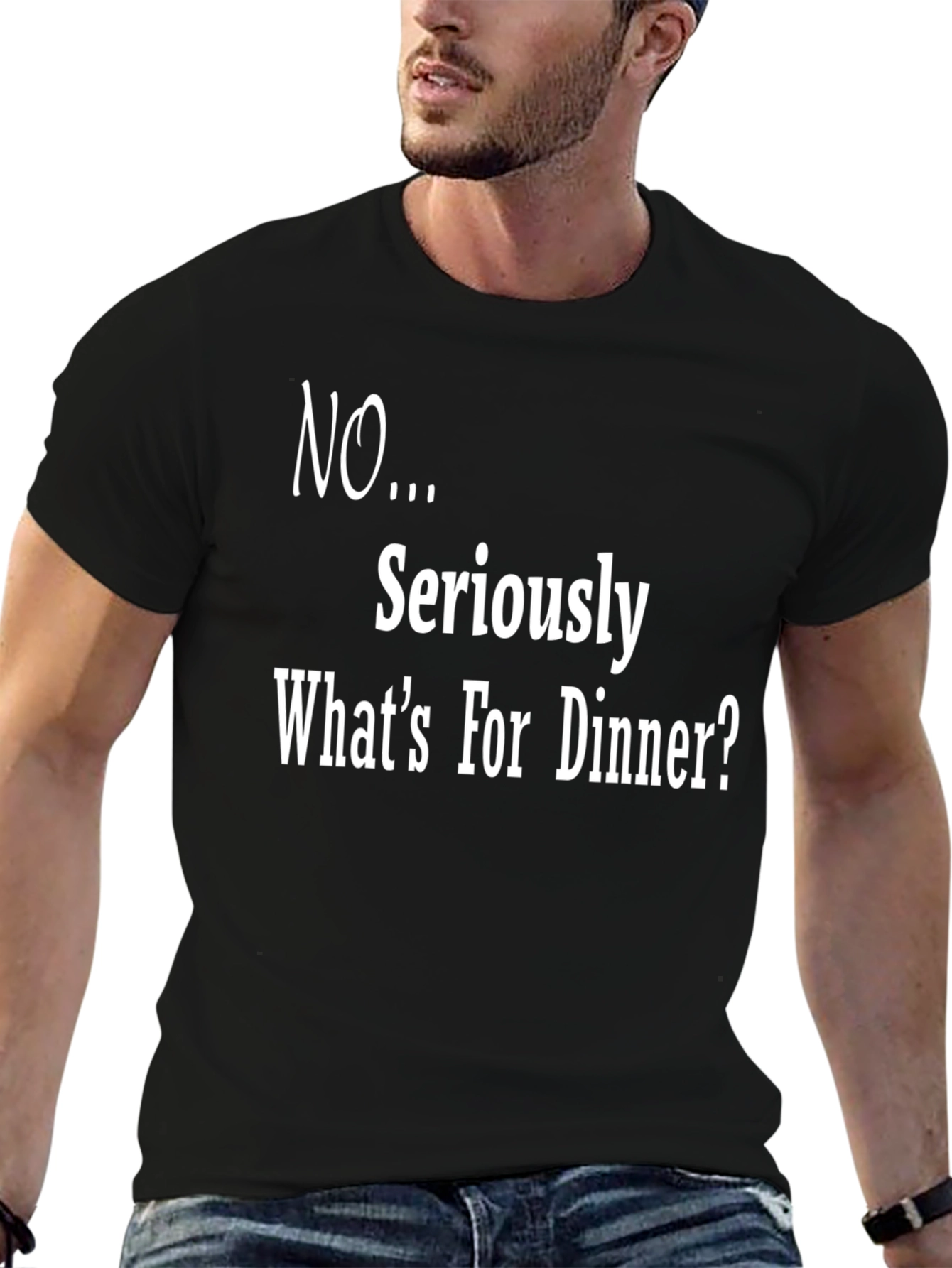 Black Funny Dinner Question T-Shirt - What's for Dinner? view 6