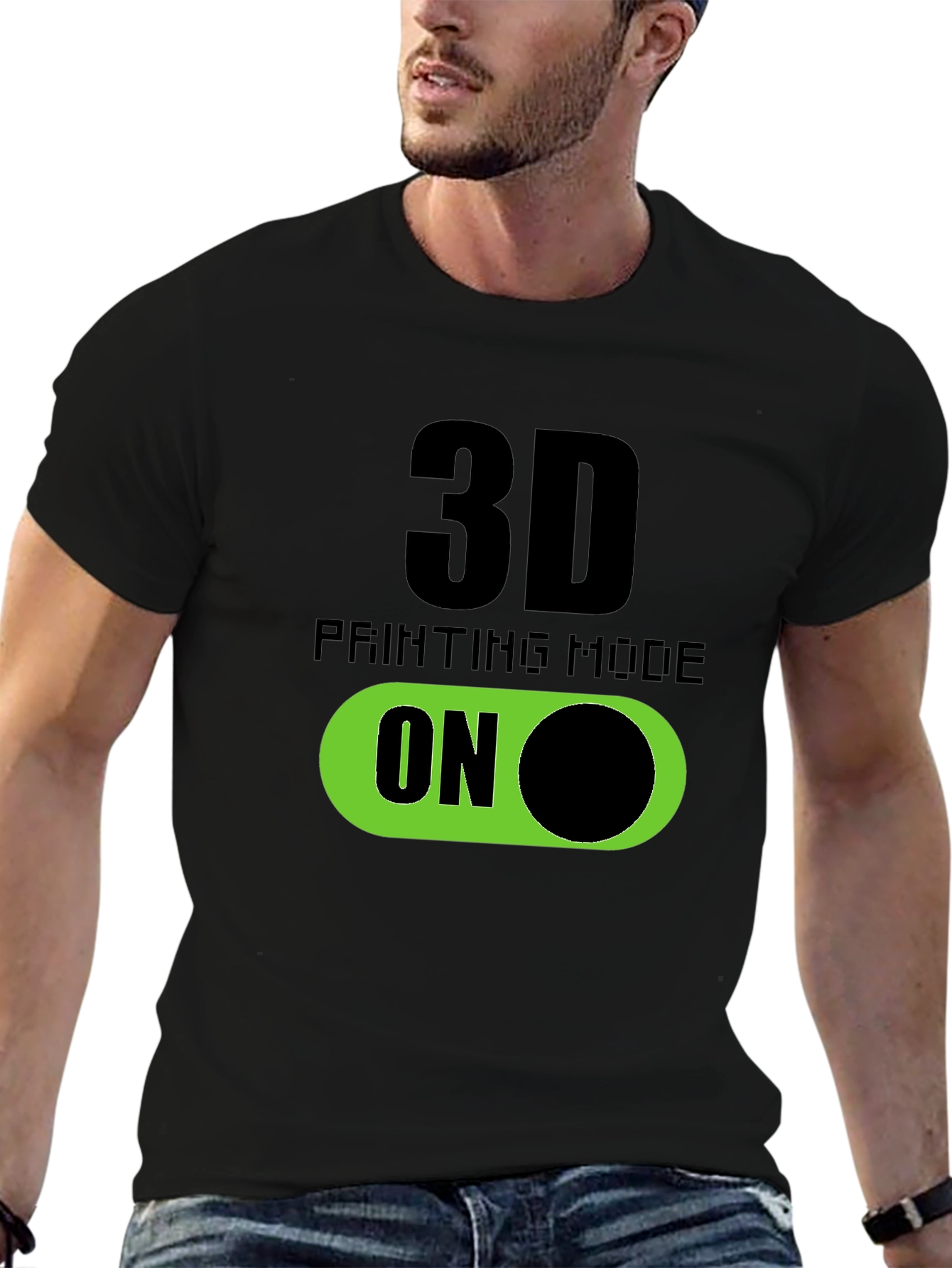 Black 3D Printing Mode On T-Shirt - Black view 6