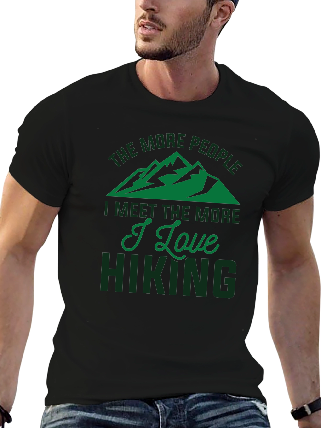 Black Hiking Lover T-Shirt - The More People I Meet view 6