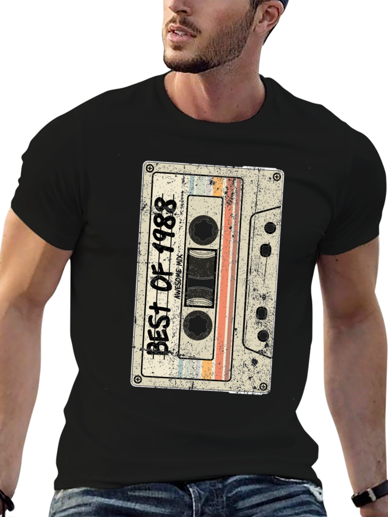 Black Best of 1988 Cassette Tape T-Shirt - Retro Birthday Gift view 6