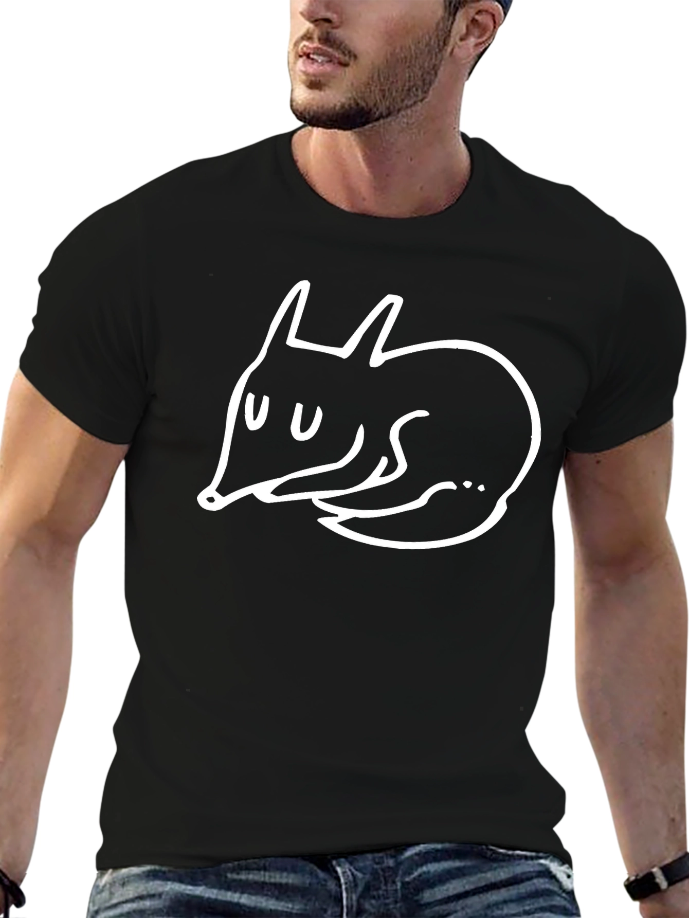 Black Cool Fox Graphic Tee - Black Cotton Comfort view 6