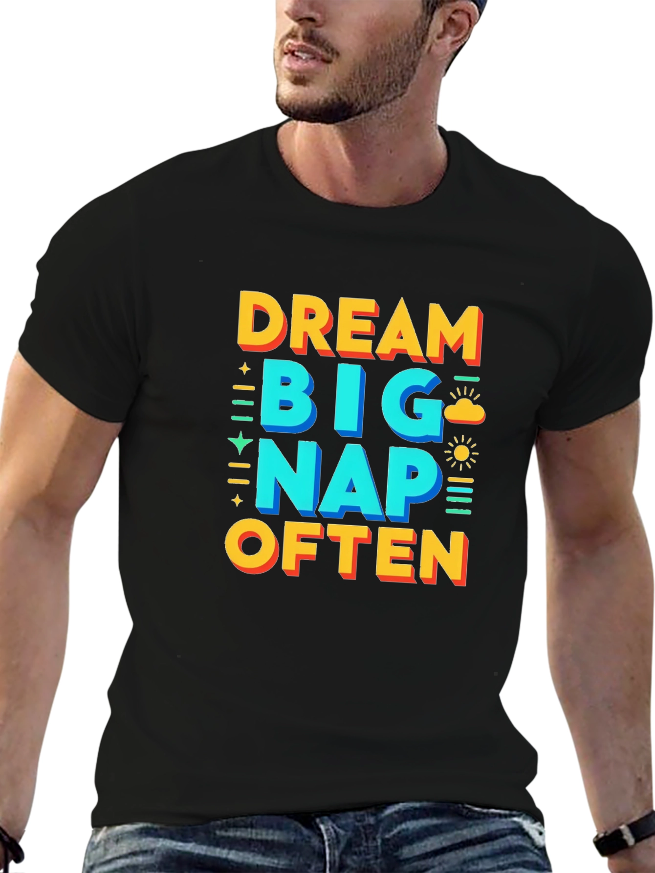 Black Dream Big Nap Often Graphic T-Shirt view 6