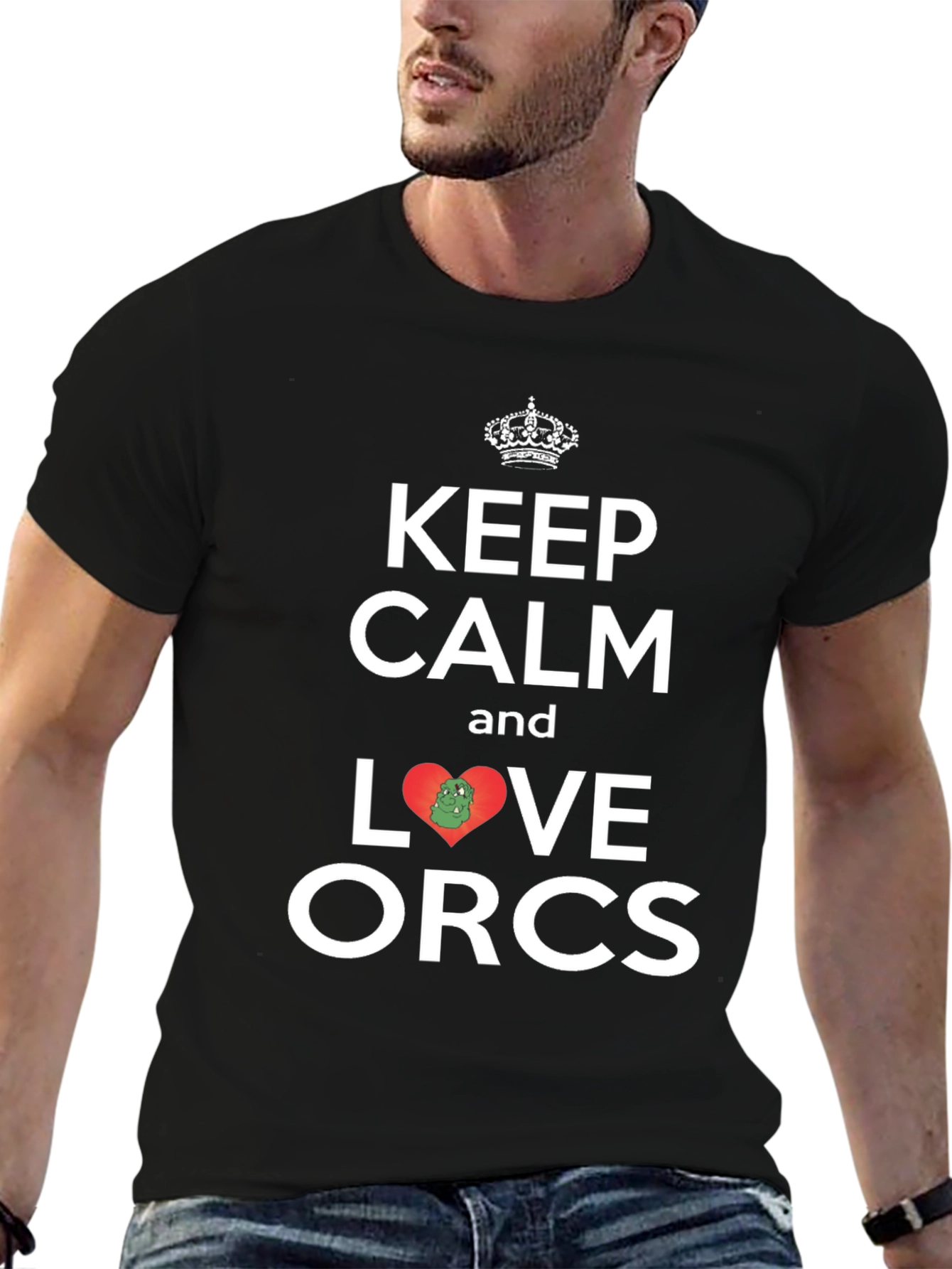 Black Keep Calm and Love Orcs T-Shirt view 6