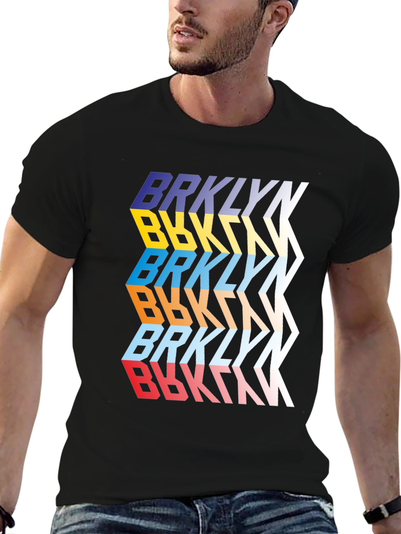 Black Brooklyn Retro Graphic Print Men's Tee - Black view 6