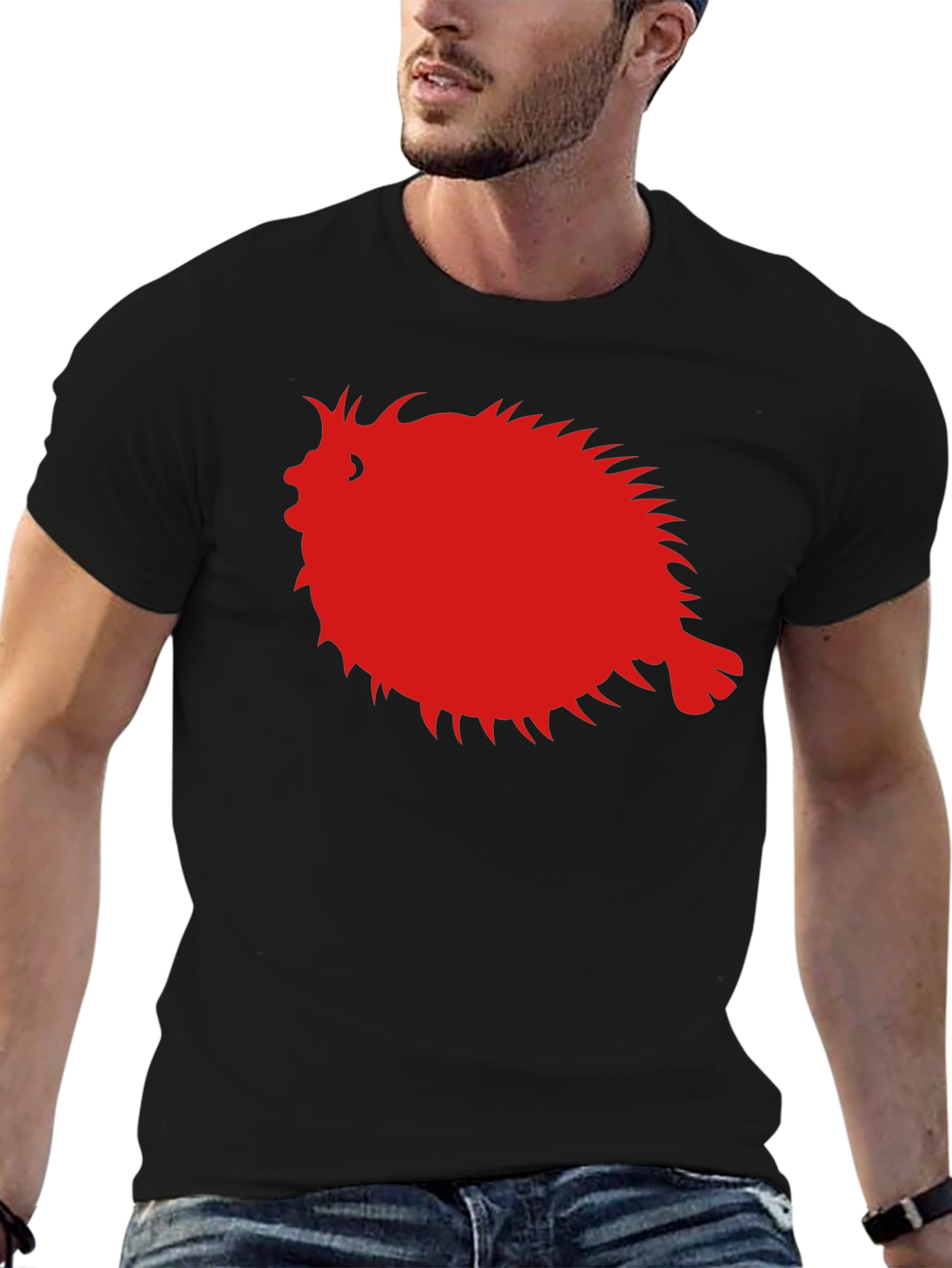Black Pufferfish Graphic Tee - Black Cotton Comfort view 6