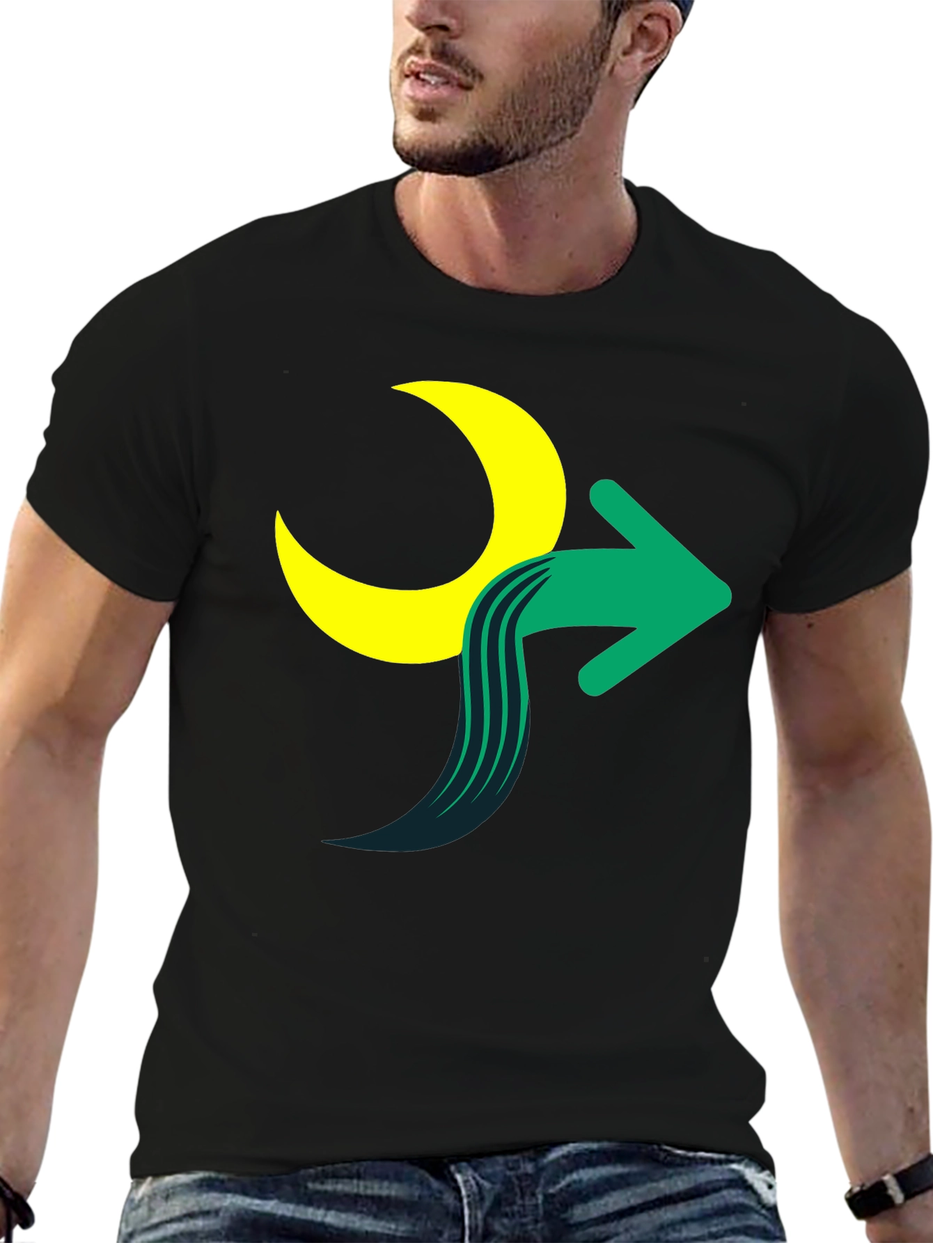 Black Moon Arrow Graphic Tee - Stylish Cotton Blend Shirt view 6