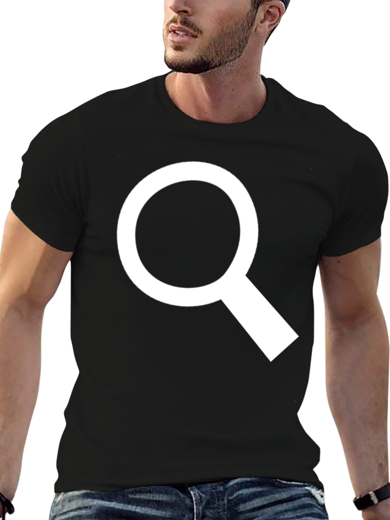 Black Magnifying Glass Graphic T-Shirt - Search Tee view 6