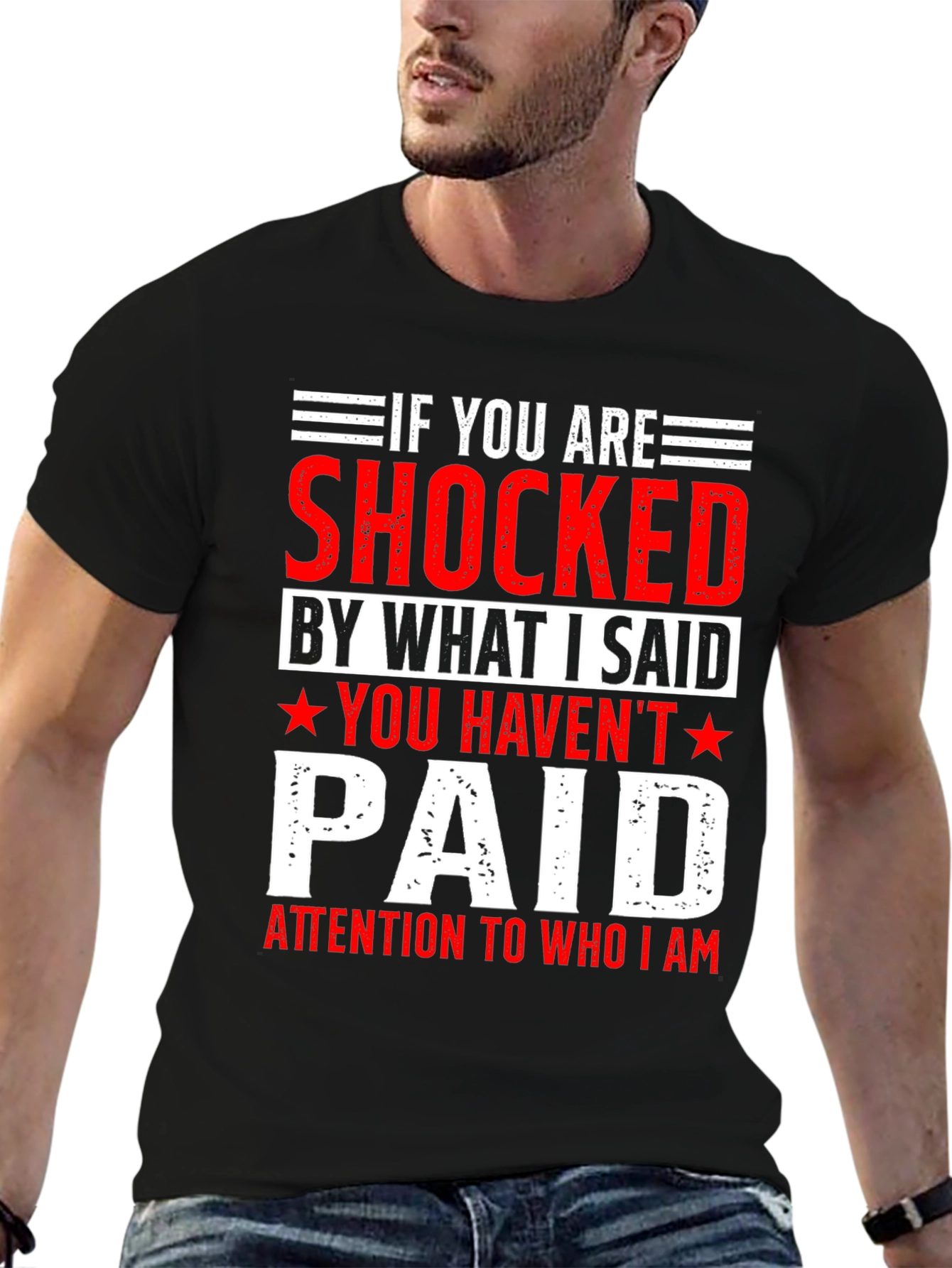 Black Shocked T-Shirt - Bold Statement Tee view 6
