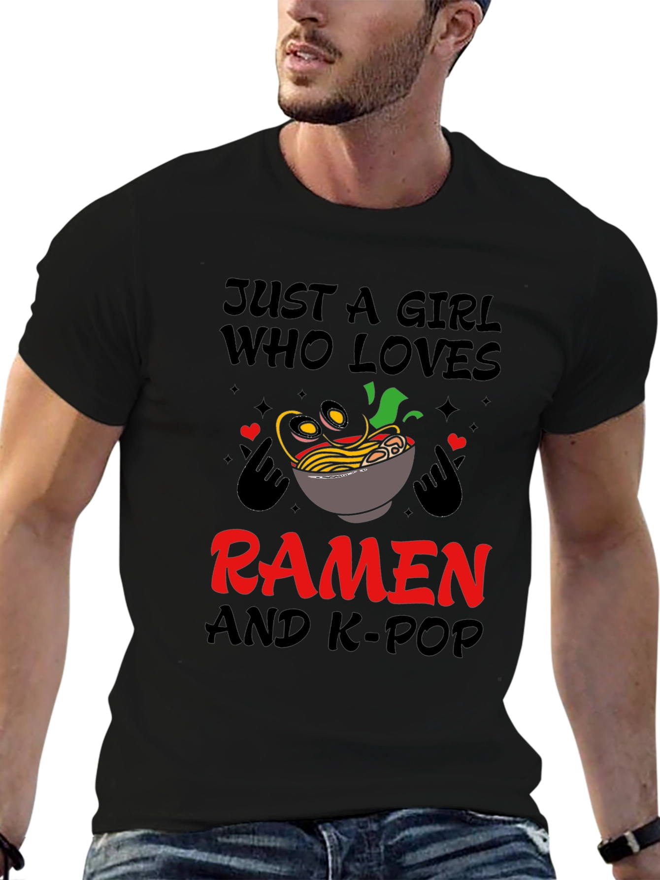 Black Girl Loves Ramen and K-Pop T-Shirt view 6