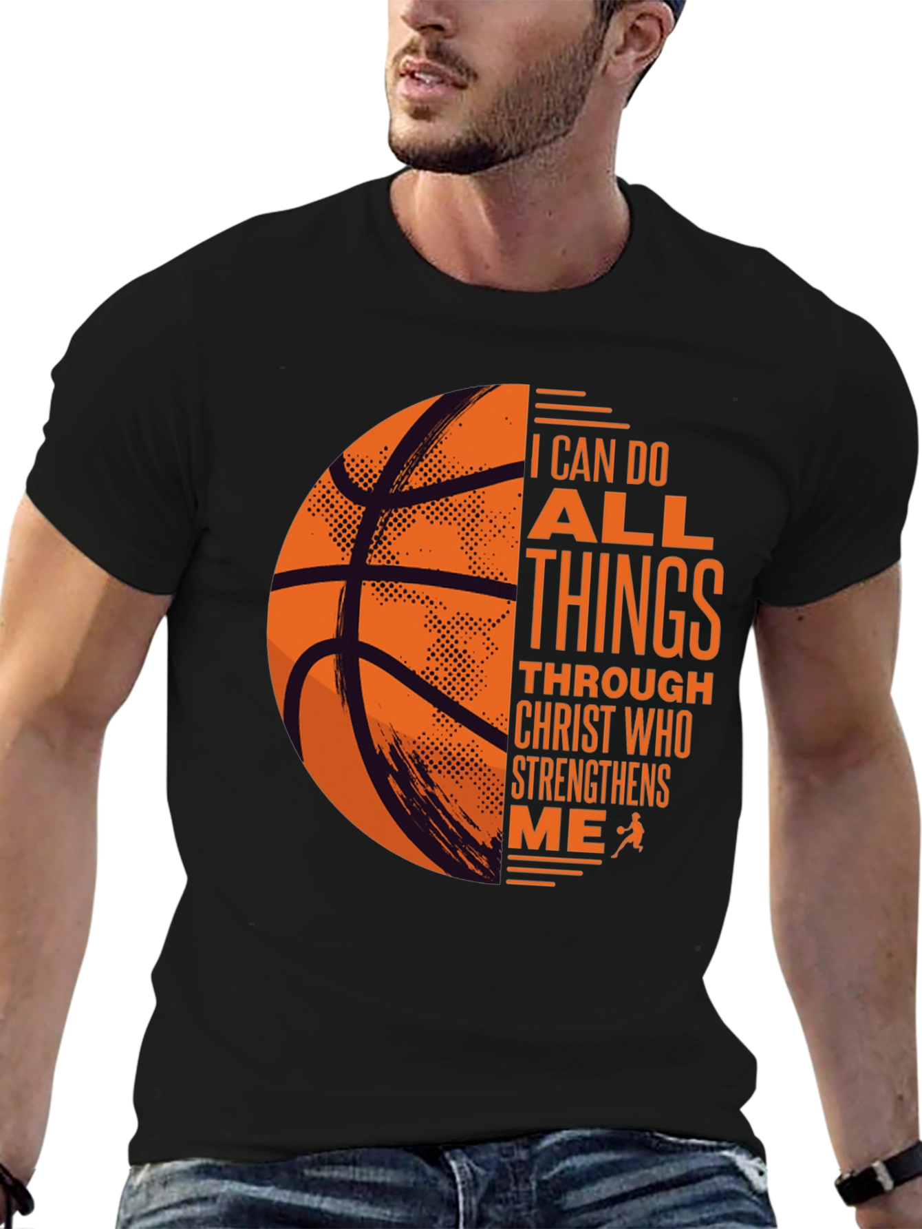 Black Basketball Christian T-Shirt: I Can Do All Things view 6