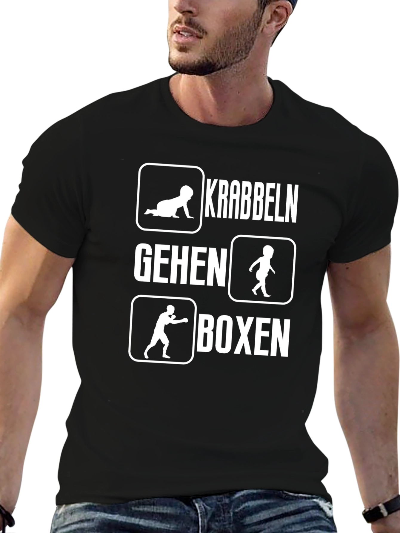 Black Funny Krabbeln Gehen Boxen Crawling Walking Boxing T-Shirt view 6