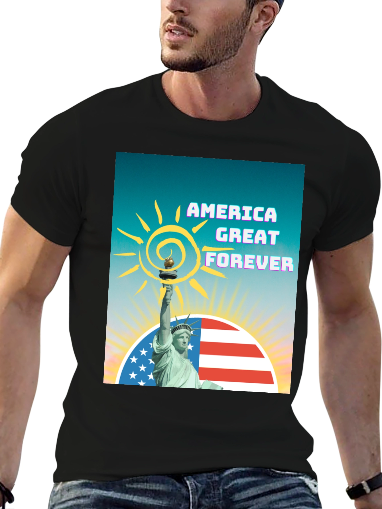Black America Great Forever Graphic Tee view 6