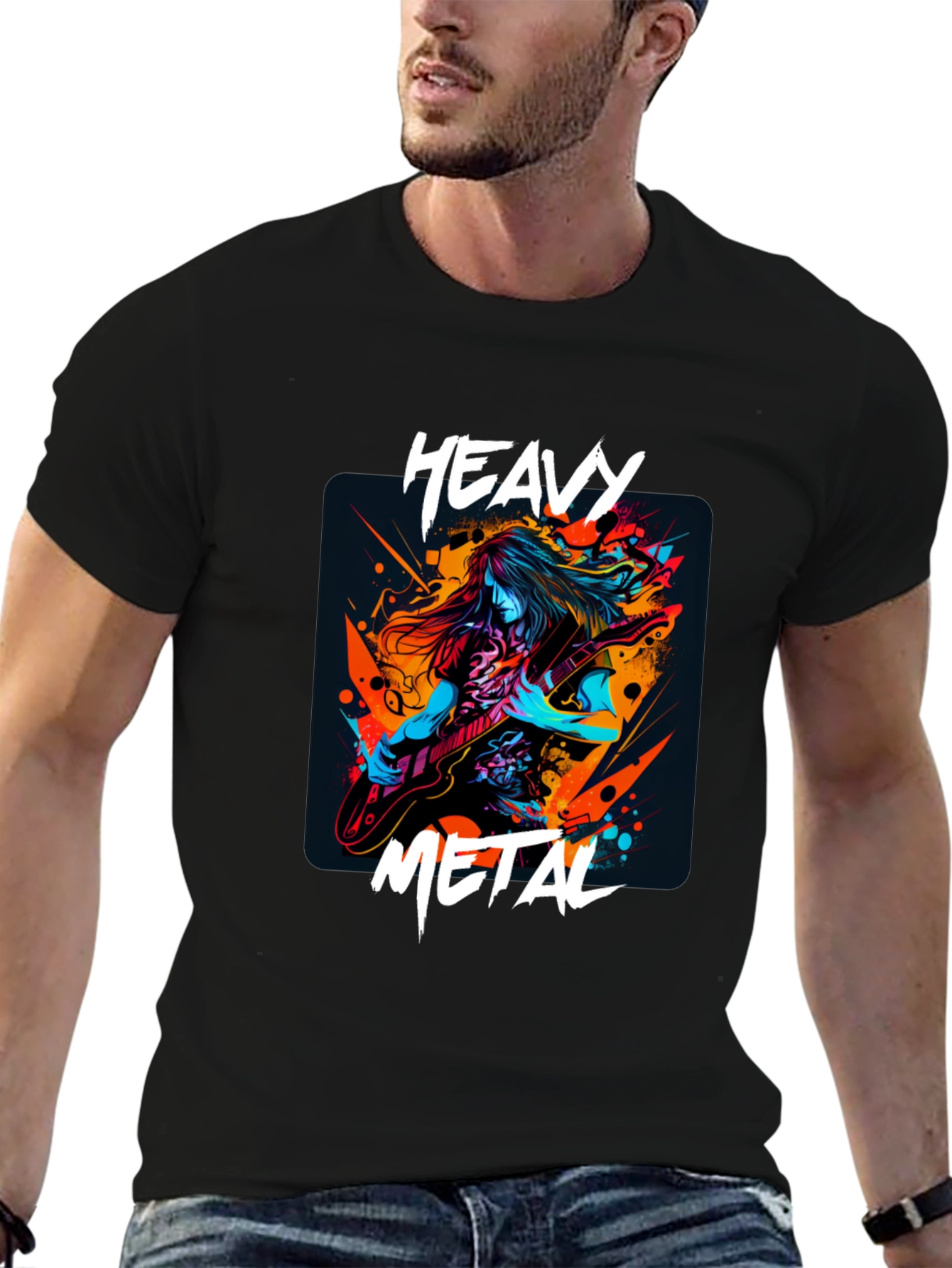 Black Heavy Metal Graphic T-Shirt - Black view 6