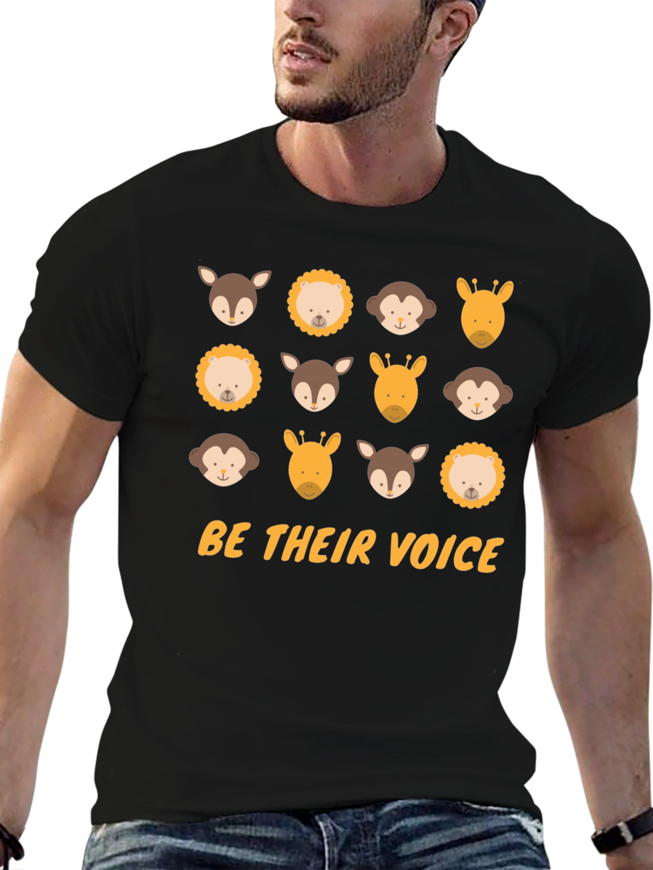 Black Be Their Voice Graphic Tee Animal Print Black T-Shirt view 6