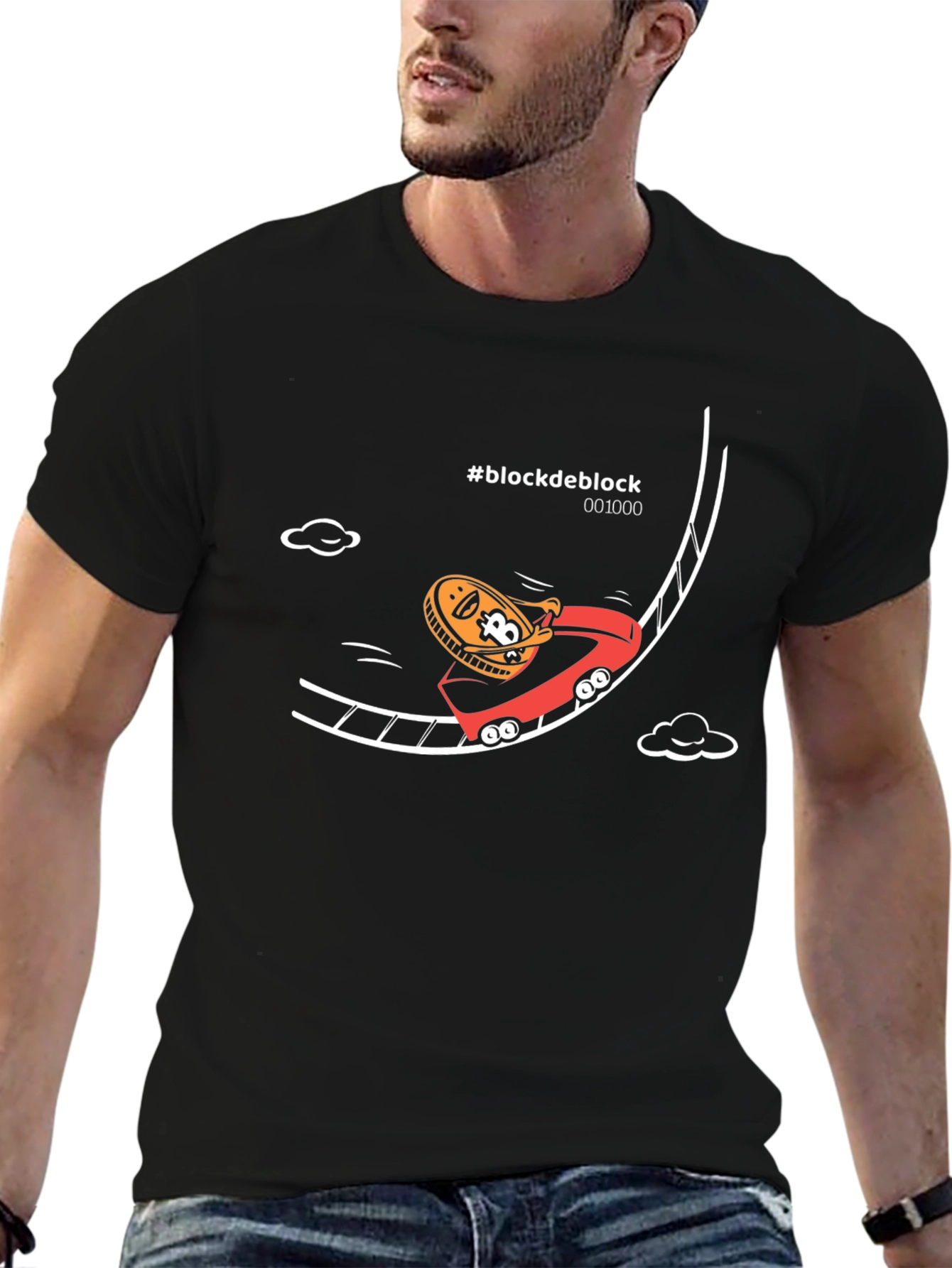 Black Blockdeblock Bitcoin Rollercoaster T-Shirt view 6