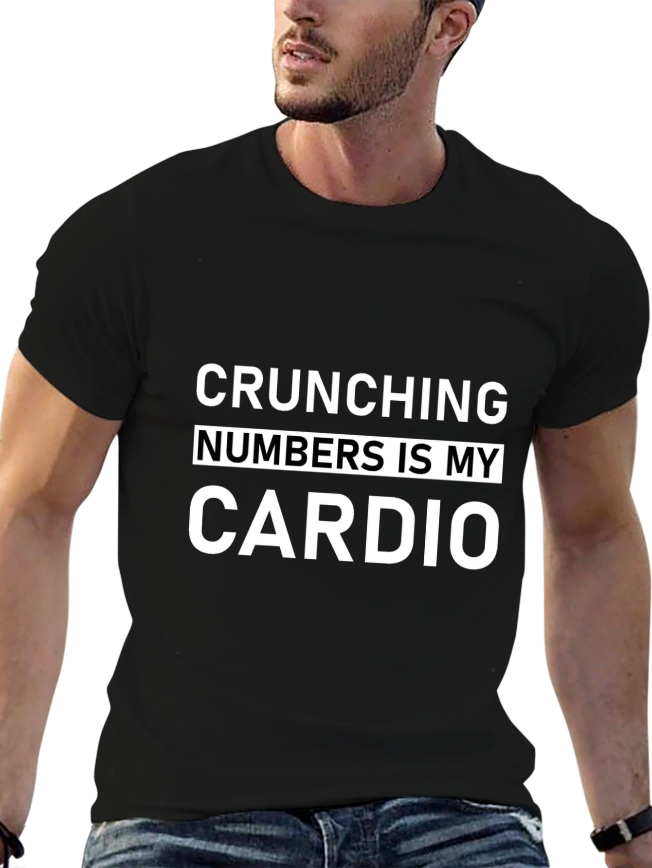 Black Crunching Numbers Is My Cardio Black T-Shirt view 6