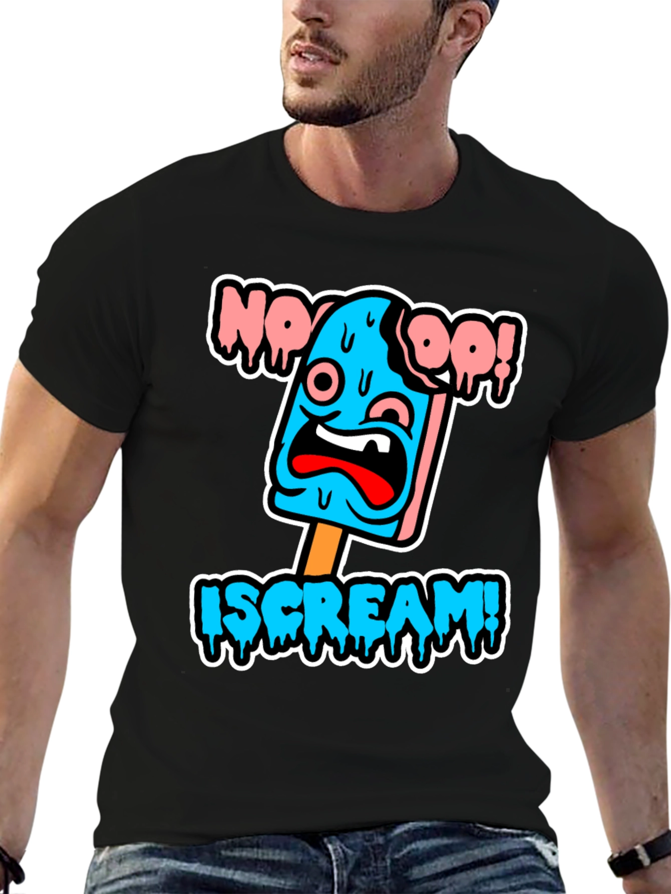 Black Ice Cream Horror T-Shirt - Funny Graphic Tee view 6