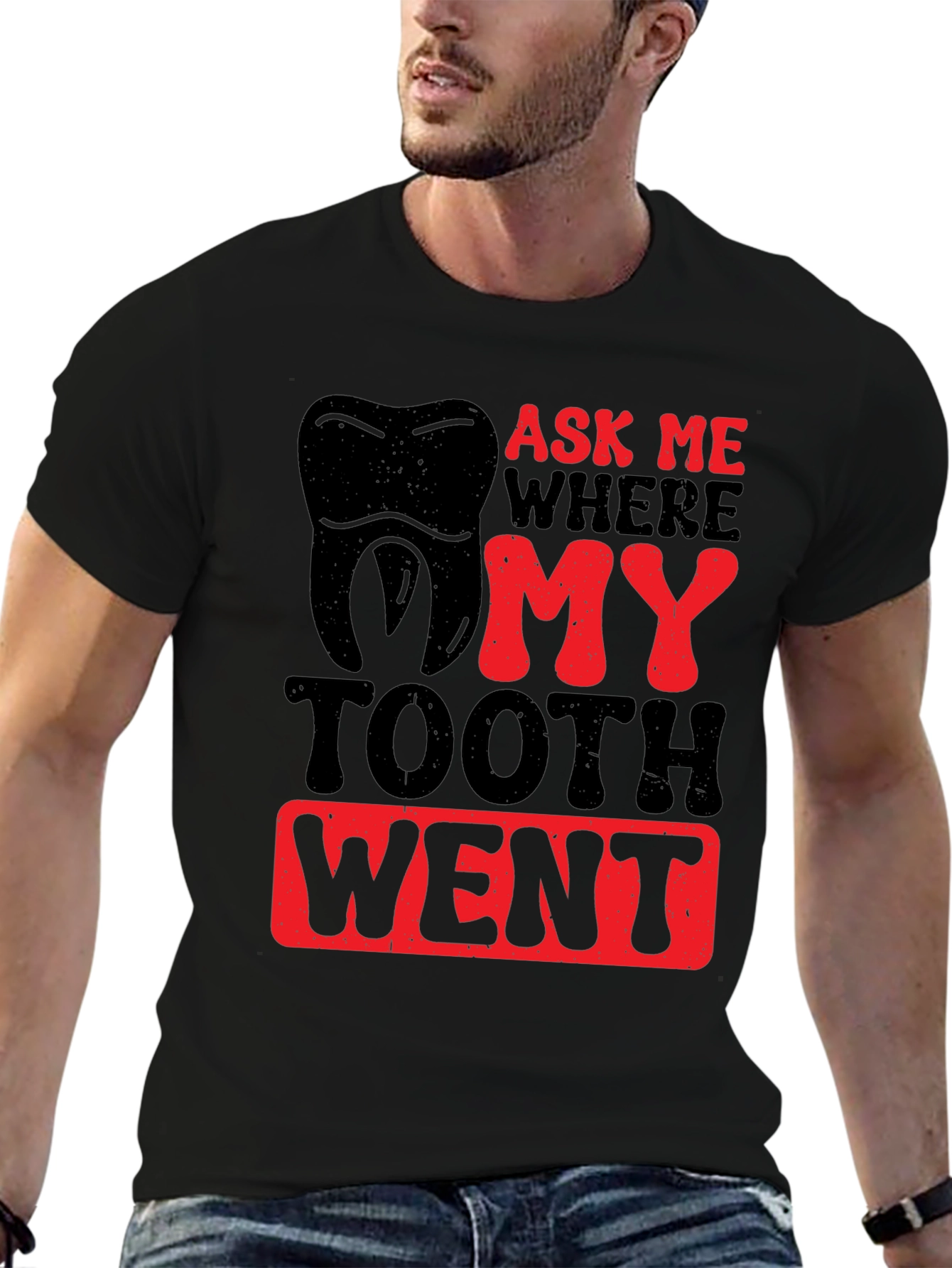 Black Ask Me Where My Tooth Went T-Shirt view 6