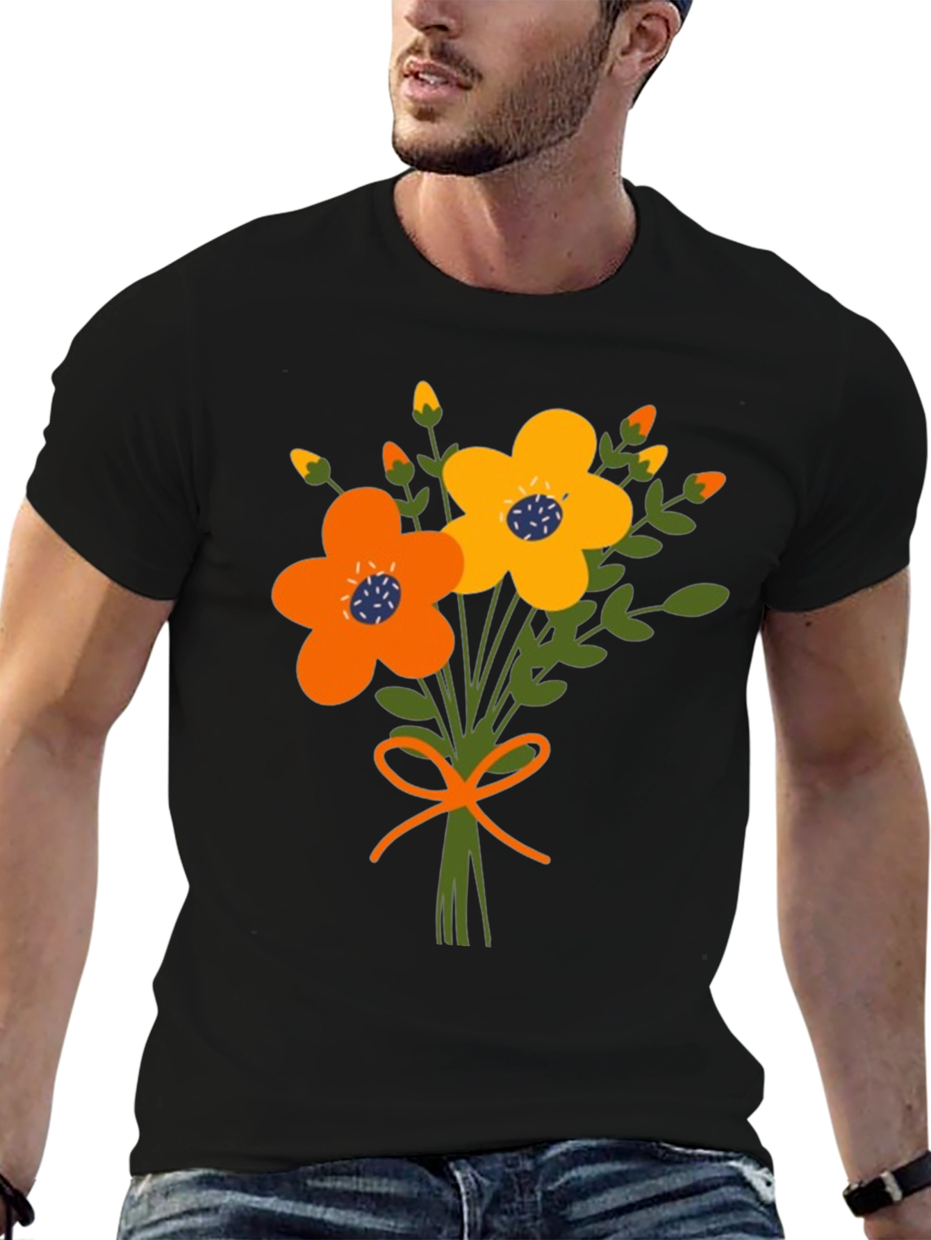 Black Floral Bouquet Graphic Tee view 6